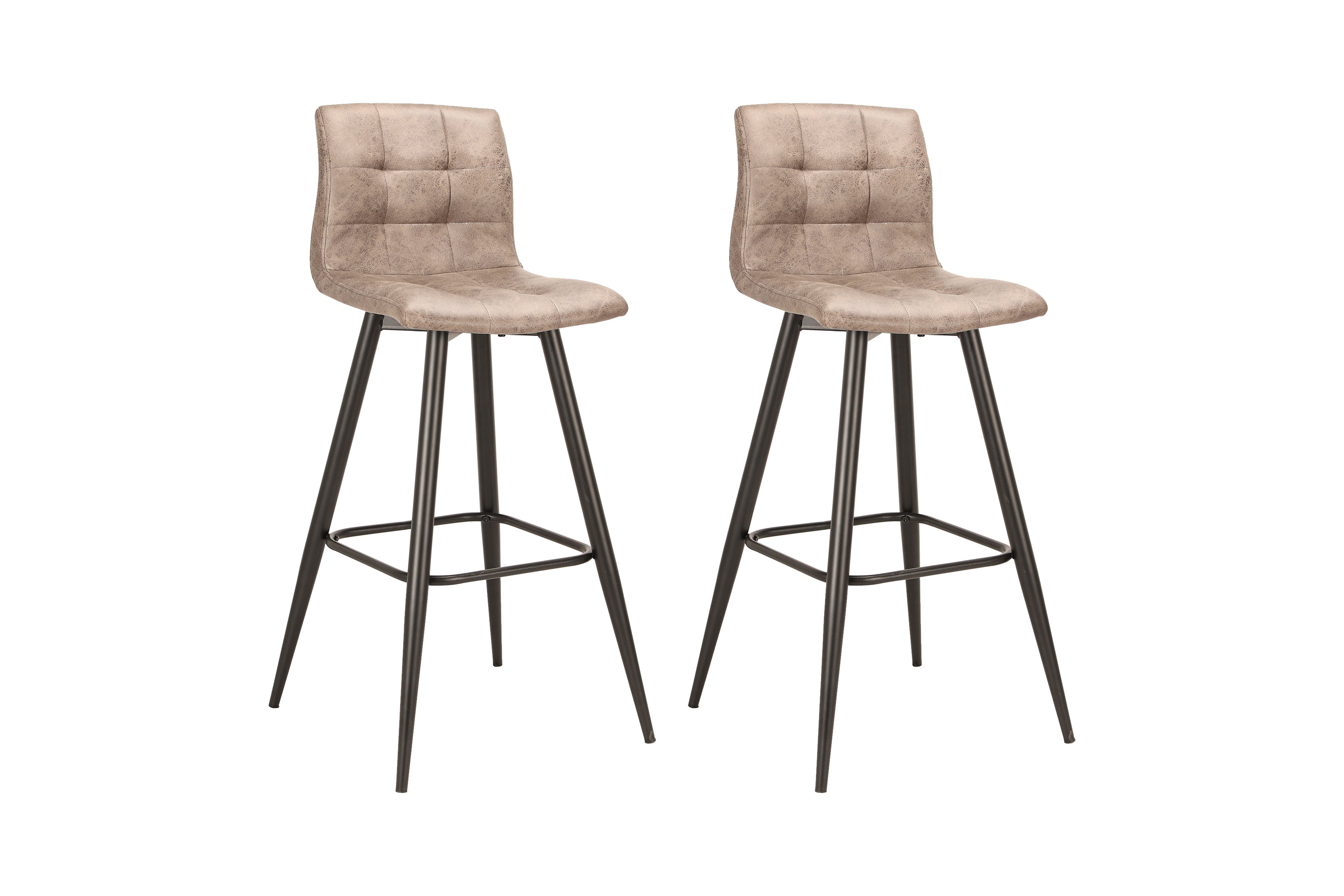 Barhocker SIMONE / Moderner Barhocker in Vintage braun oder Webstoff anthrazit / mit Rückenlehne / Gestell pulverbeschichtet in schwarz / B 42, H 103, T 51 cm