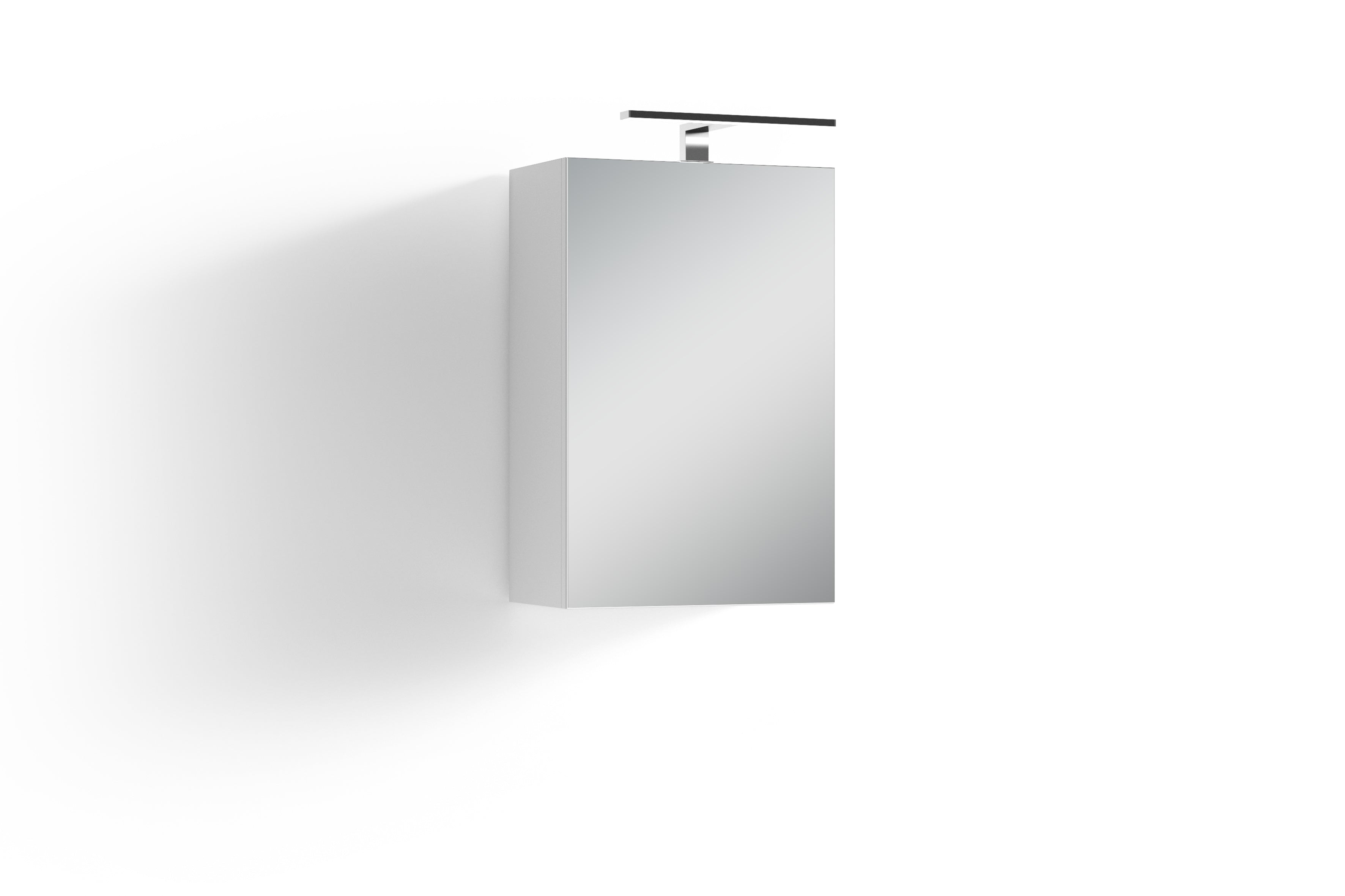 Spiegelschrank SPREE / Korpus matt weiß oder anthrazit mit Spiegeltüren / Hängeschrank mit Soft-Close-Funktion / Inklusive LED-Beleuchtung / Badschrank mit Stecker- und Schalterdose / B 40, H 60, T 20 cm