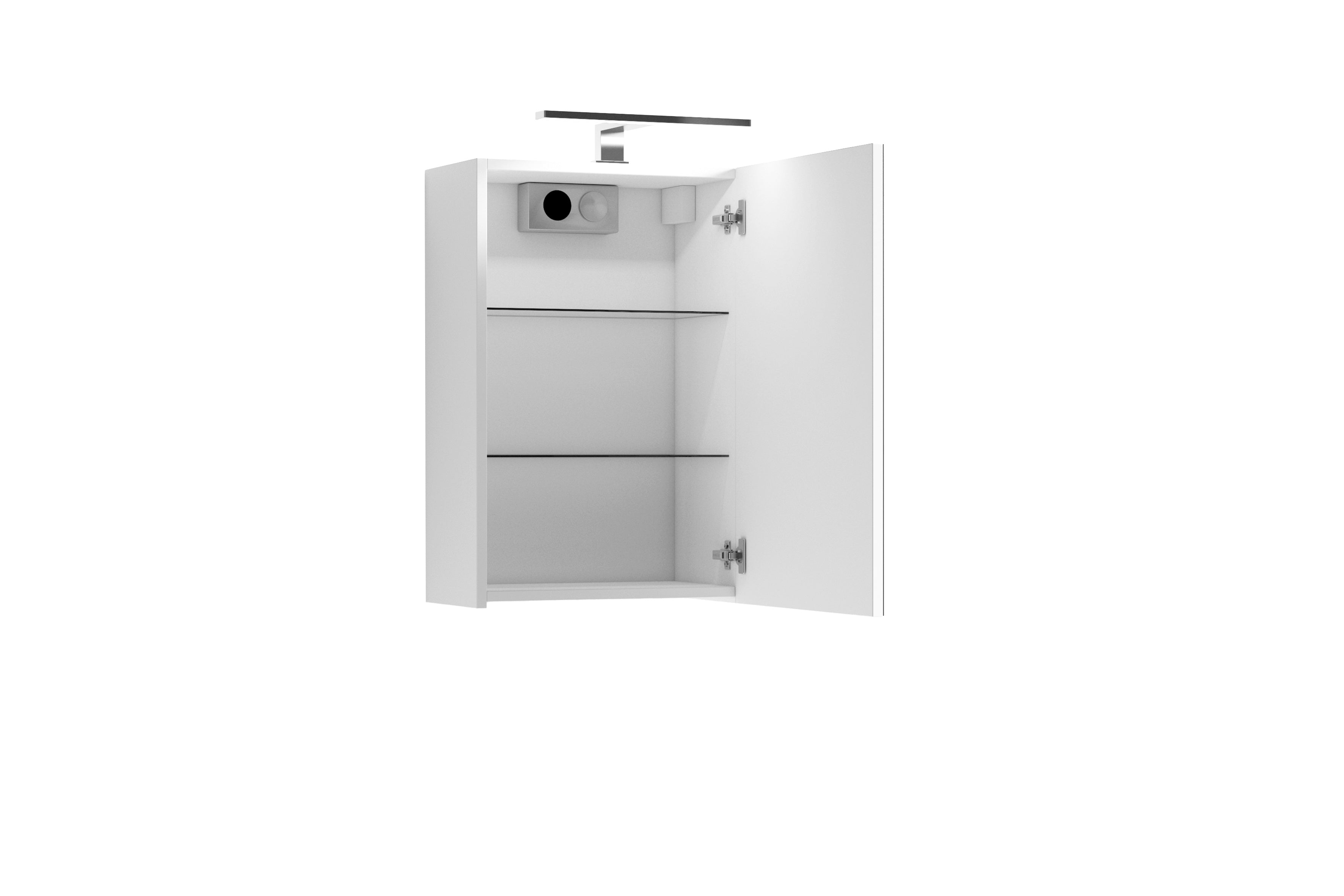 Spiegelschrank SPREE / Korpus matt weiß oder anthrazit mit Spiegeltüren / Hängeschrank mit Soft-Close-Funktion / Inklusive LED-Beleuchtung / Badschrank mit Stecker- und Schalterdose / B 40, H 60, T 20 cm