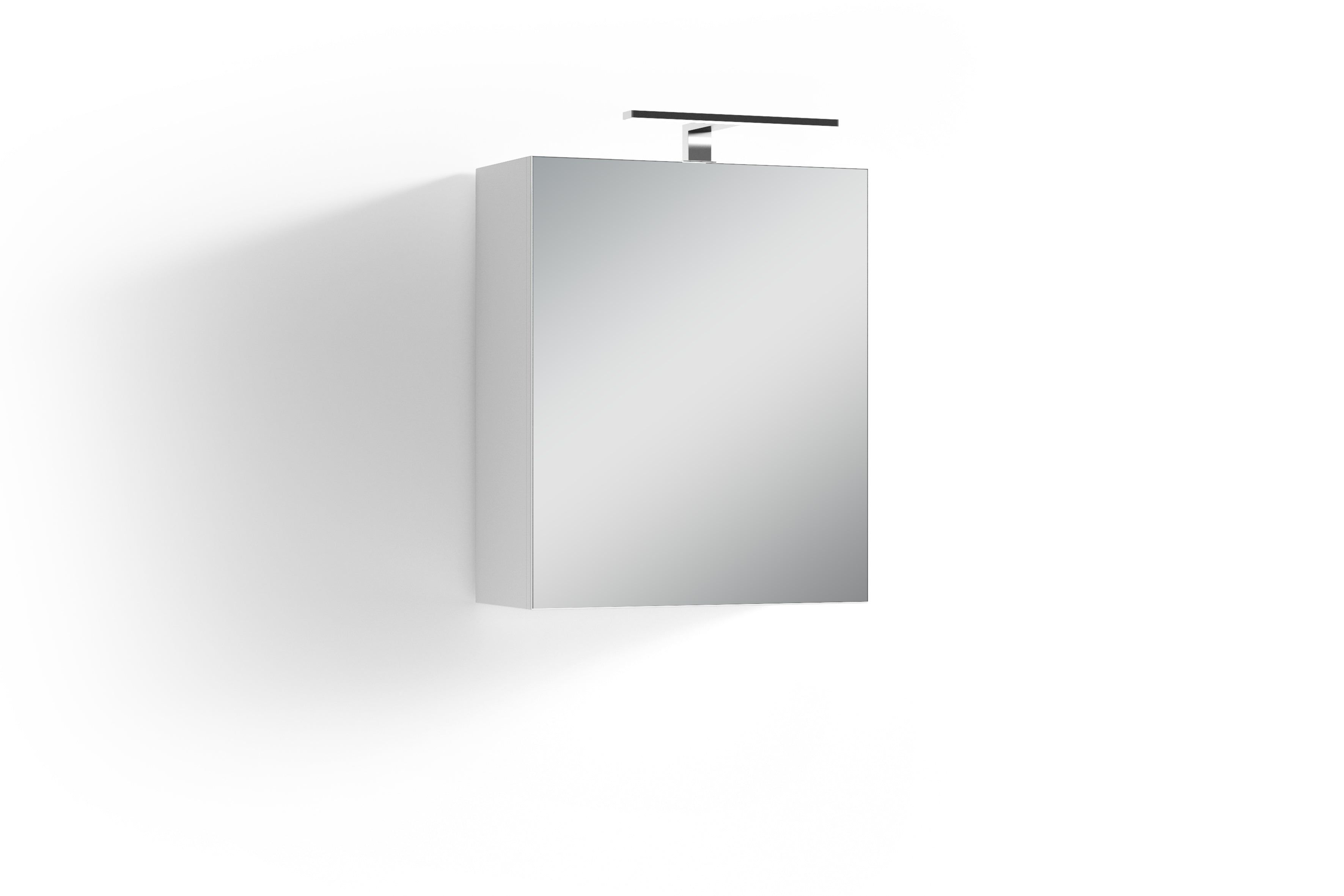 Spiegelschrank SPREE / Korpus matt weiß oder anthrazit mit Spiegeltüren / Hängeschrank mit Soft-Close-Funktion / Inklusive LED-Beleuchtung / Badschrank mit Stecker- und Schalterdose / B 50, H 60, T 20 cm