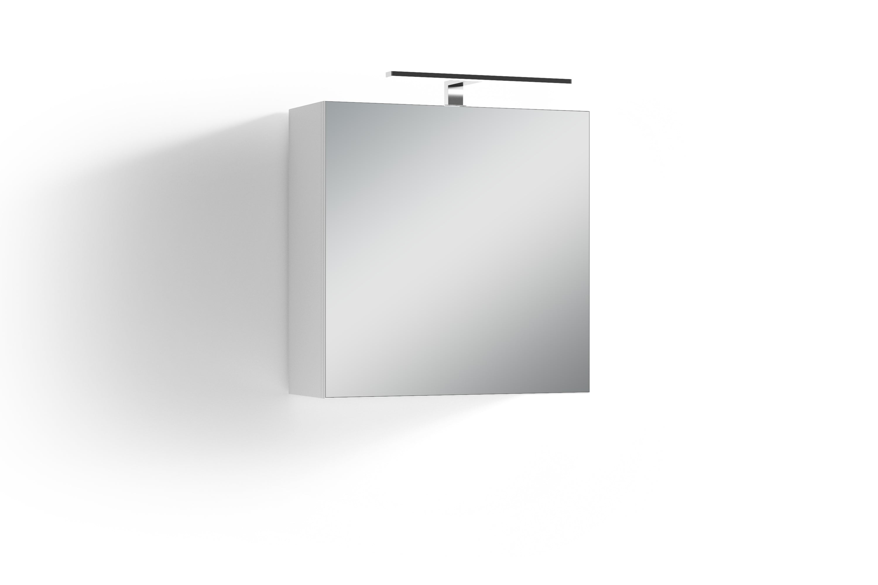 Spiegelschrank SPREE / Korpus matt weiß oder anthrazit mit Spiegeltüren / Hängeschrank mit Soft-Close-Funktion / Inklusive LED-Beleuchtung / Badschrank mit Stecker- und Schalterdose / B 60, H 60, T 20 cm