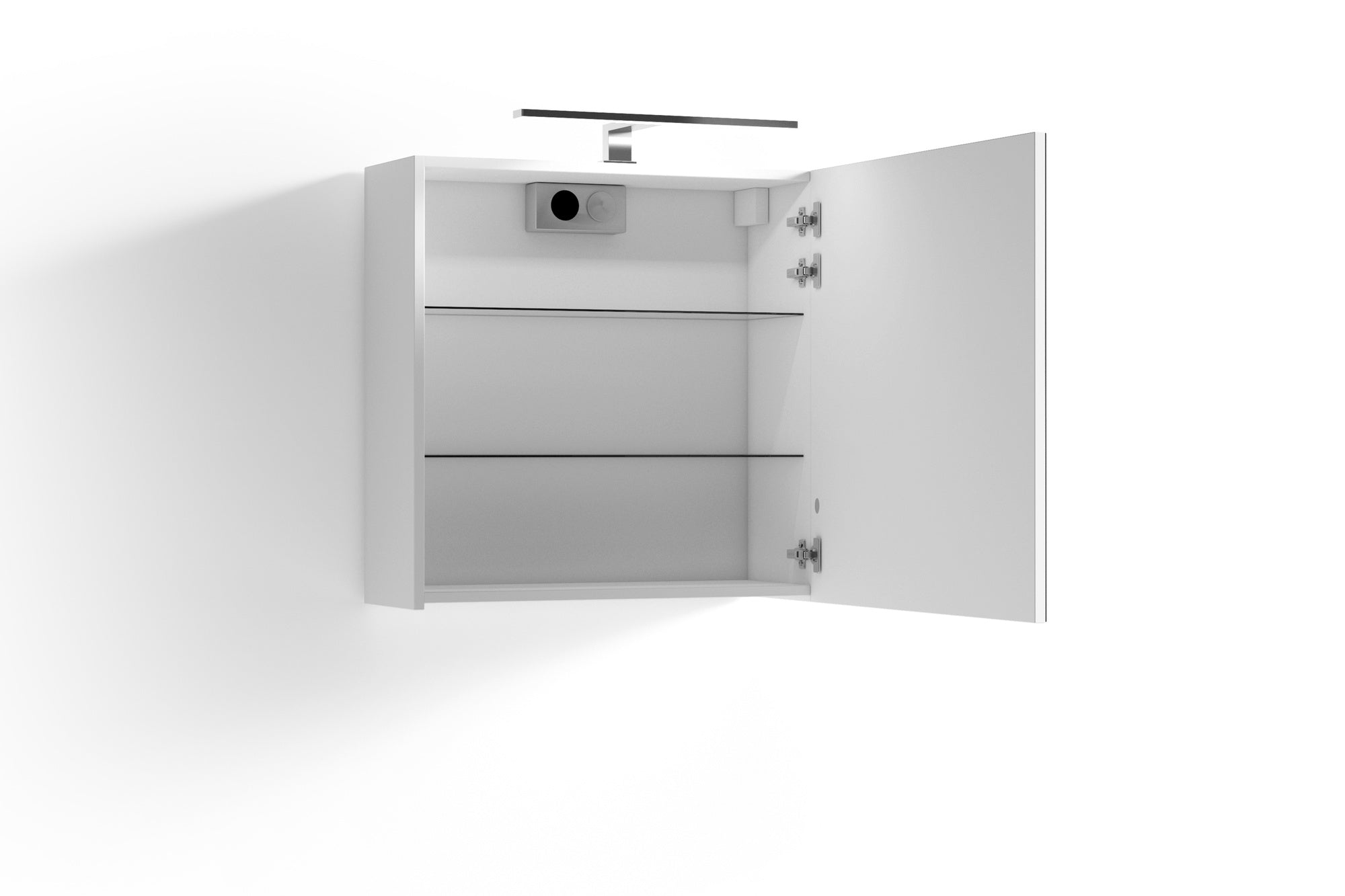 Spiegelschrank SPREE / Korpus matt weiß oder anthrazit mit Spiegeltüren / Hängeschrank mit Soft-Close-Funktion / Inklusive LED-Beleuchtung / Badschrank mit Stecker- und Schalterdose / B 60, H 60, T 20 cm