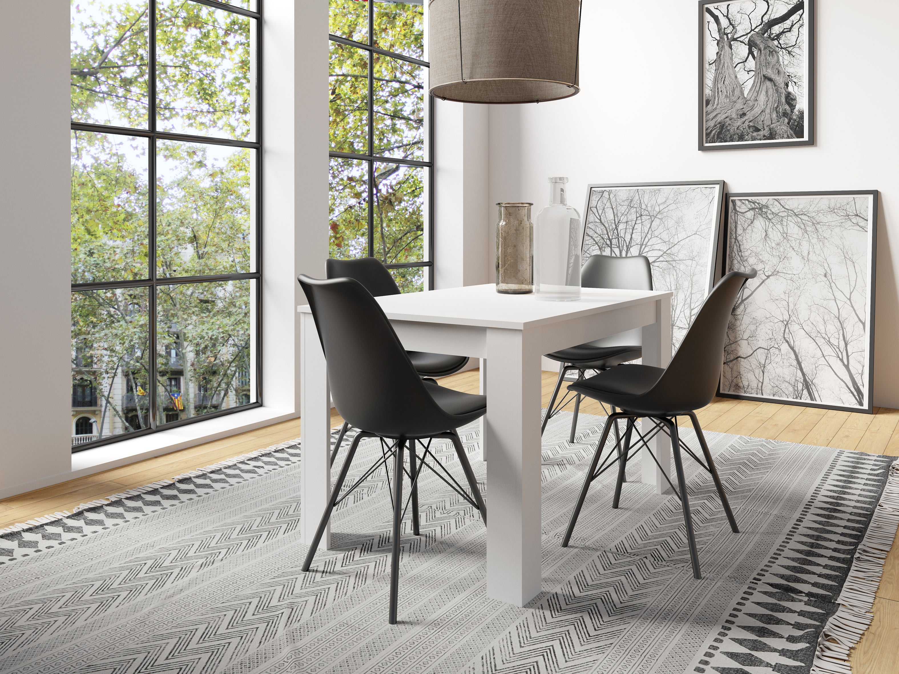 Esstisch Nepal / Moderner Küchentisch in Sonoma Eiche (Eiche-Optik), weiß oder Light Atelier (Beton-Optik) / Platzsparender Tisch / 80 x 80, H 75, 90 x 90, H 75, 120 x 80, H 75 oder 140 x 80, H 75 cm