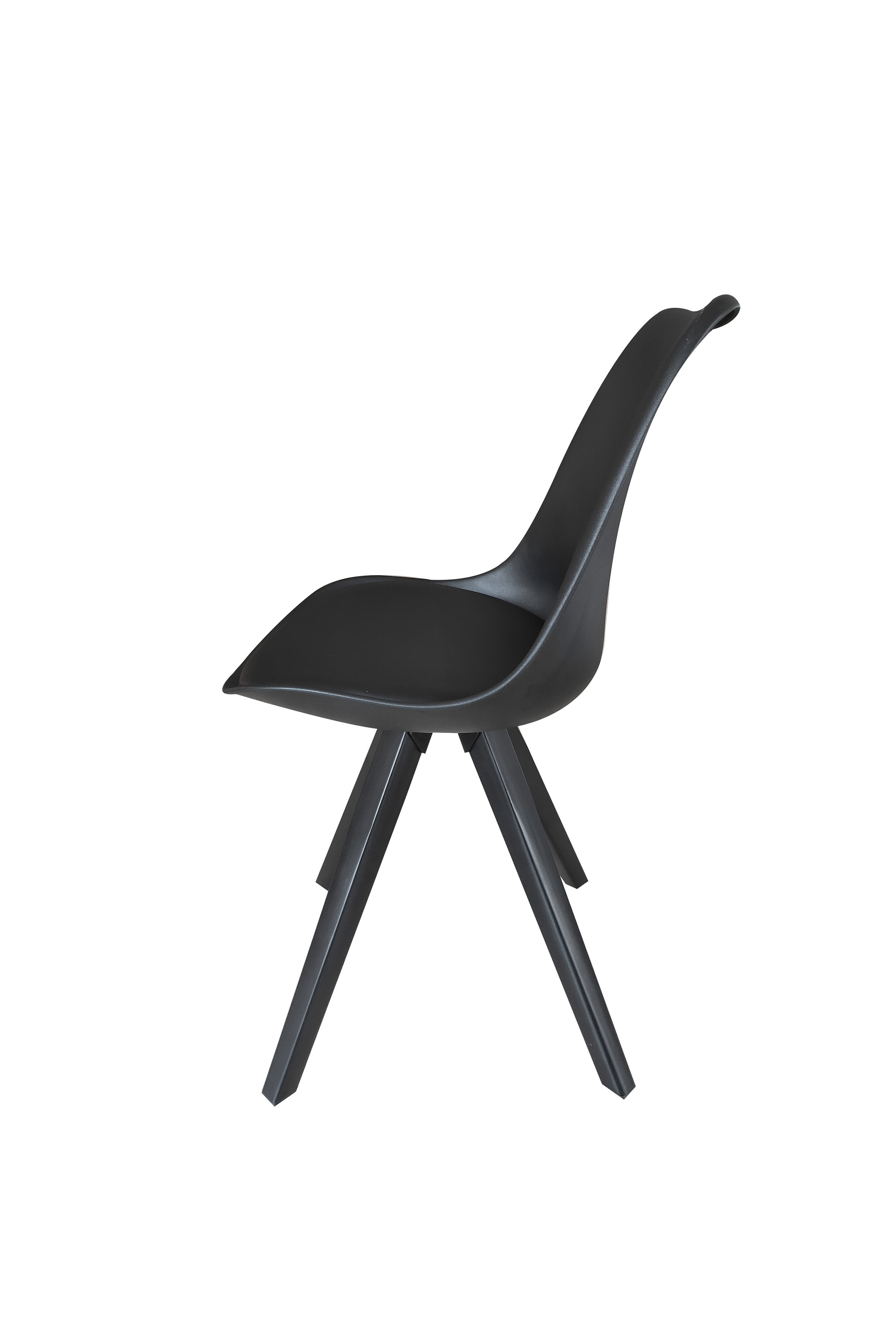 Esszimmerstuhl 2er Set Kira / Kunstoff, Kunstleder in schwarz oder weiß / Gestell Metall in Eiche-Optik foliert oder schwarz / Esszimmerstuhl / Wohnzimmerstuhl / bis 110 kg / B 48, H 86, T 55,5 cm