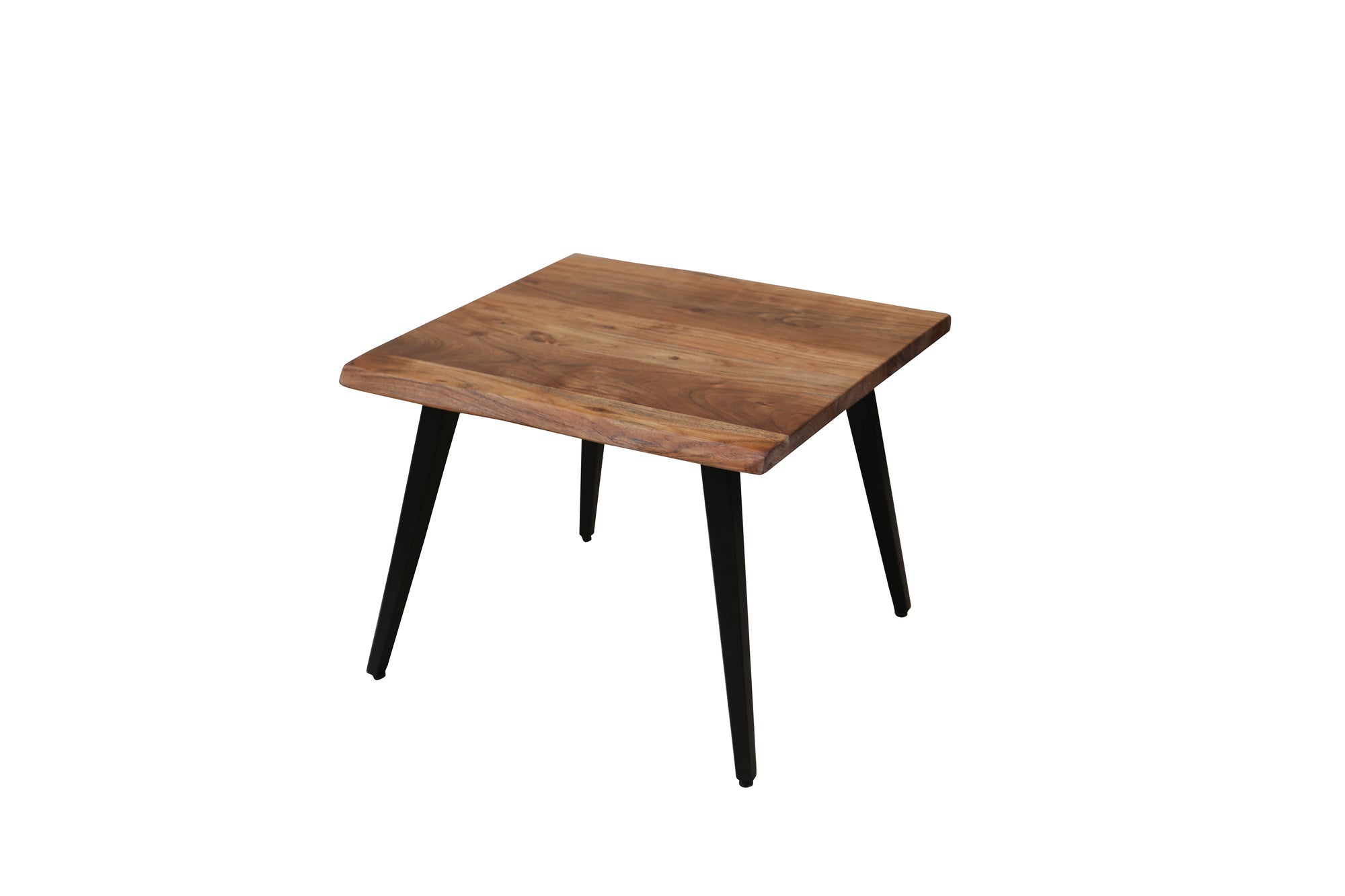 Couchtisch CADDY / Akazie natur, Metall schwarz / mit Baumkante / B 60, H 45, T 60 cm oder B 110, H 45, T 60 cm