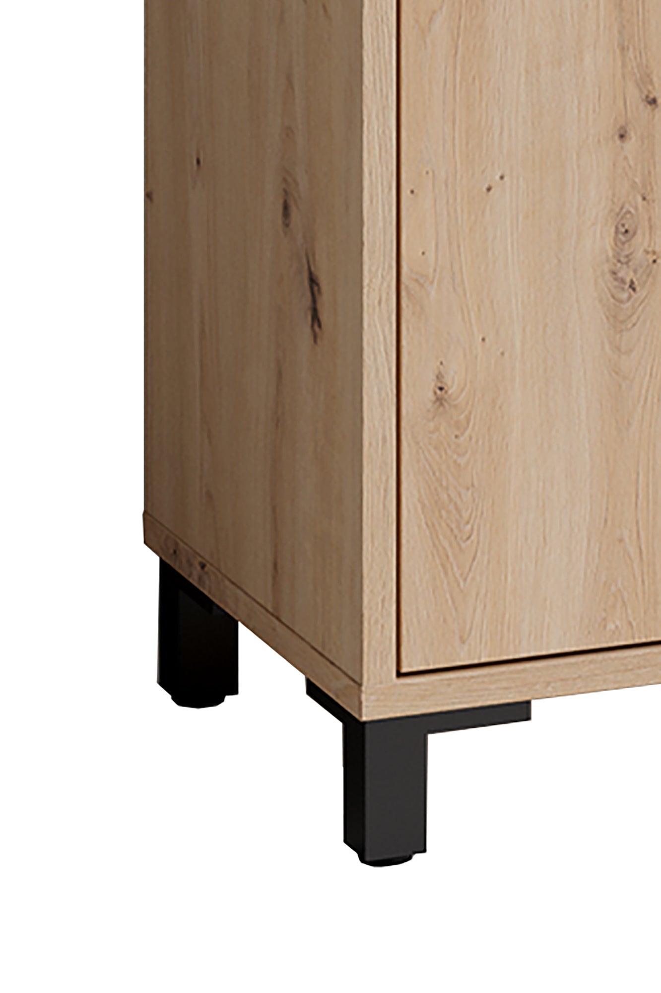 Badezimmer Kommode WELLNESS in Artisan Eiche, Griffe aus Metall in schwarz / Badschrank mit einer Schublade und zwei Türen / B 80,5, H 77,5, T 31 cm