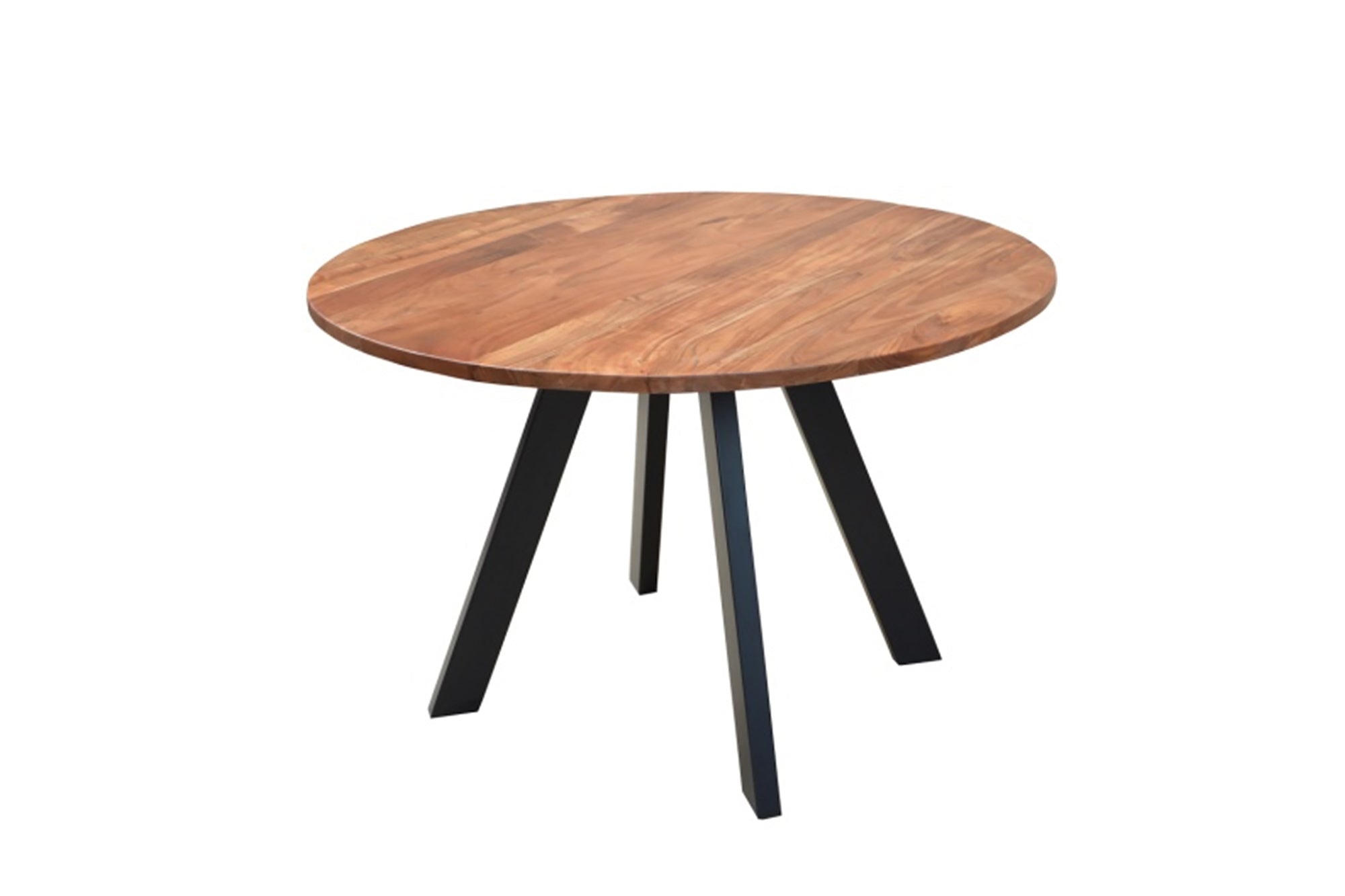 Esstisch TARA / runde Tischplatte Akazie natur / Gestell Metall schwarz / Küchentisch für bis zu 5 Personen / D 100, H 76 cm oder D 120 cm, H 76 cm