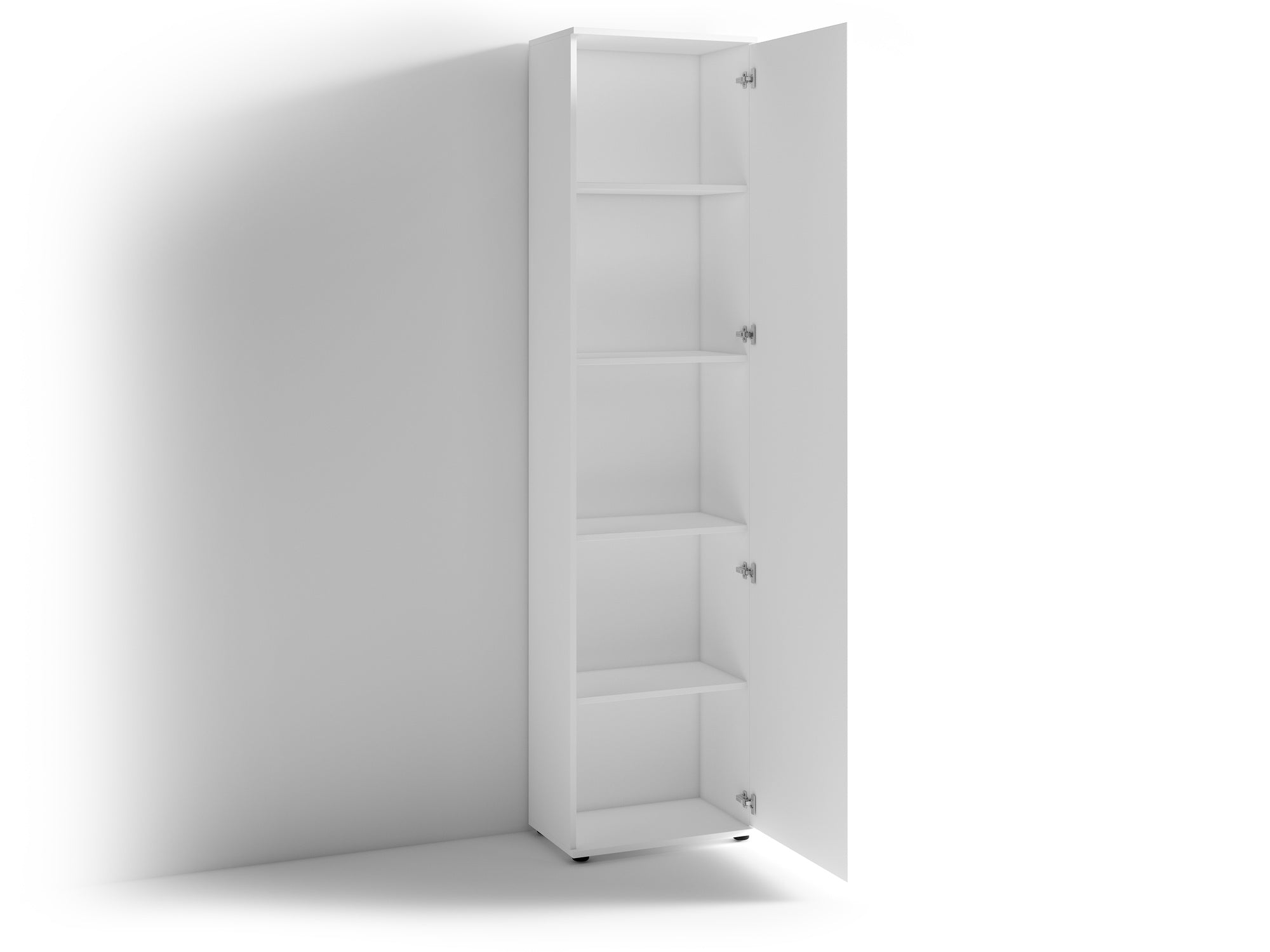 Spiegel-Schrank JAKOB / Eintüriger Hochschrank mit Spiegeltür / Artisan Eiche (Eiche-Optik), weiß oder Old Wood (Altholz-Optik) / Griffe silber oder schwarz / Tür variabel rechts oder links / 5 Fächer / Garderoben-Schrank / B 49, H 196, T 30 cm