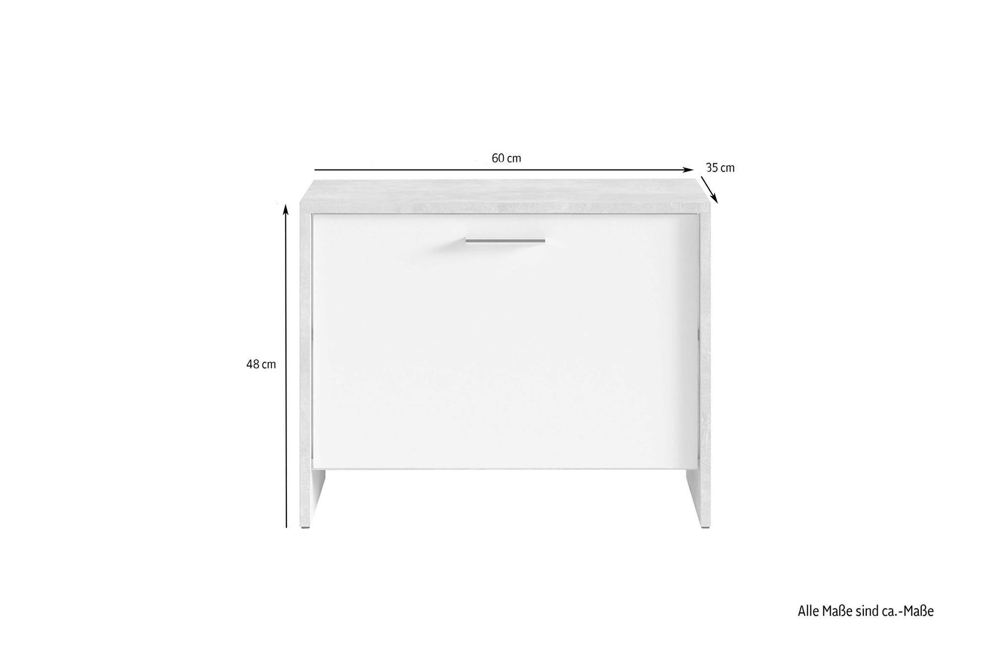 Sitzbank BEN / Schuhschrank in Artisan Eiche (Eiche-Optik), Old Wood (Altholz-Optik) oder weiß / kleine Flur-Kommode mit Klappe und Einlegeboden / B 60, H 48, T 35 cm