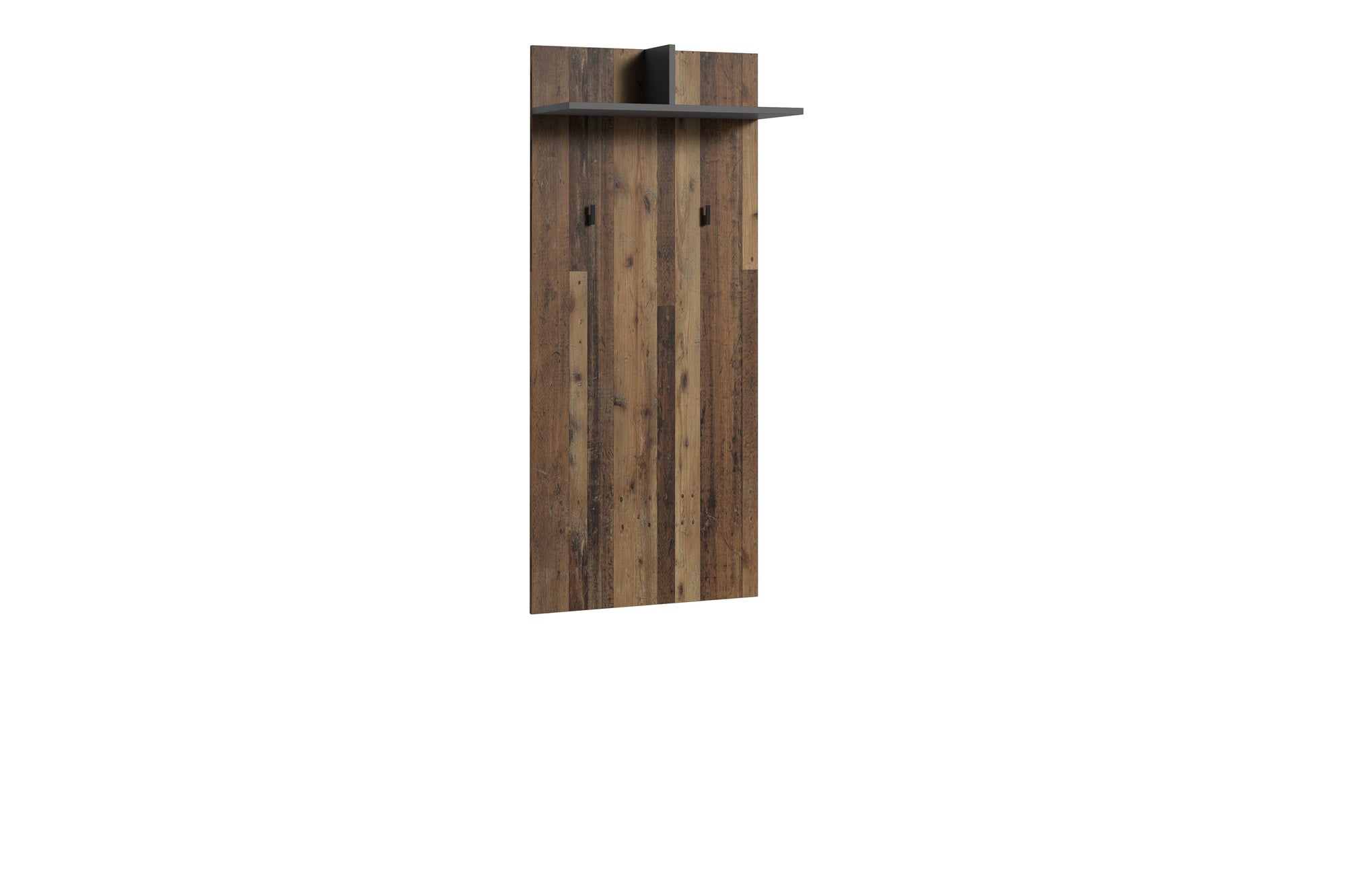 Wandpaneele BEN / Garderobe in Artisan Eiche (Eiche-Optik), Old Wood (Altholz-Optik) oder weiß / mit zwei Kleiderhaken und Hutablage / Flurgarderobe für die Wand / B 60, H 136, T 27 cm