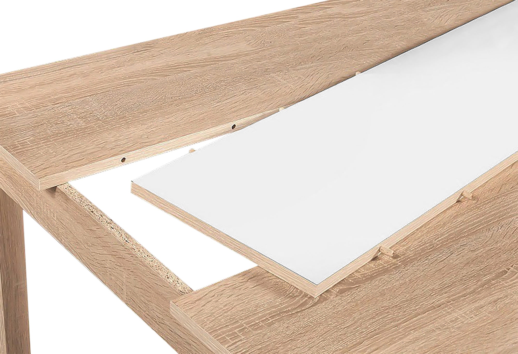 NORI Tisch, Breite 120, 140 oder 160 cm, Einlegeplatte schwarz/weiß, in Eiche-Optik, weiß oder Old-Wood-Optik