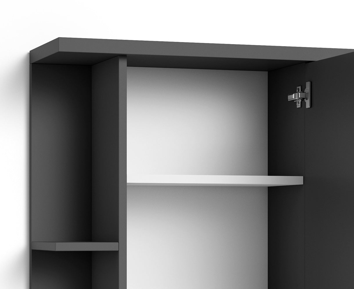 Badezimmer Spiegelschrank NEBRASKA mit Spiegeltür / Moderner, 1-türiger Spiegel Hängeschrank in anthrazit, Sonoma Eiche (Eiche-Optik) oder weiß / B 60, H 70, T 25m / mit viel Stauraum