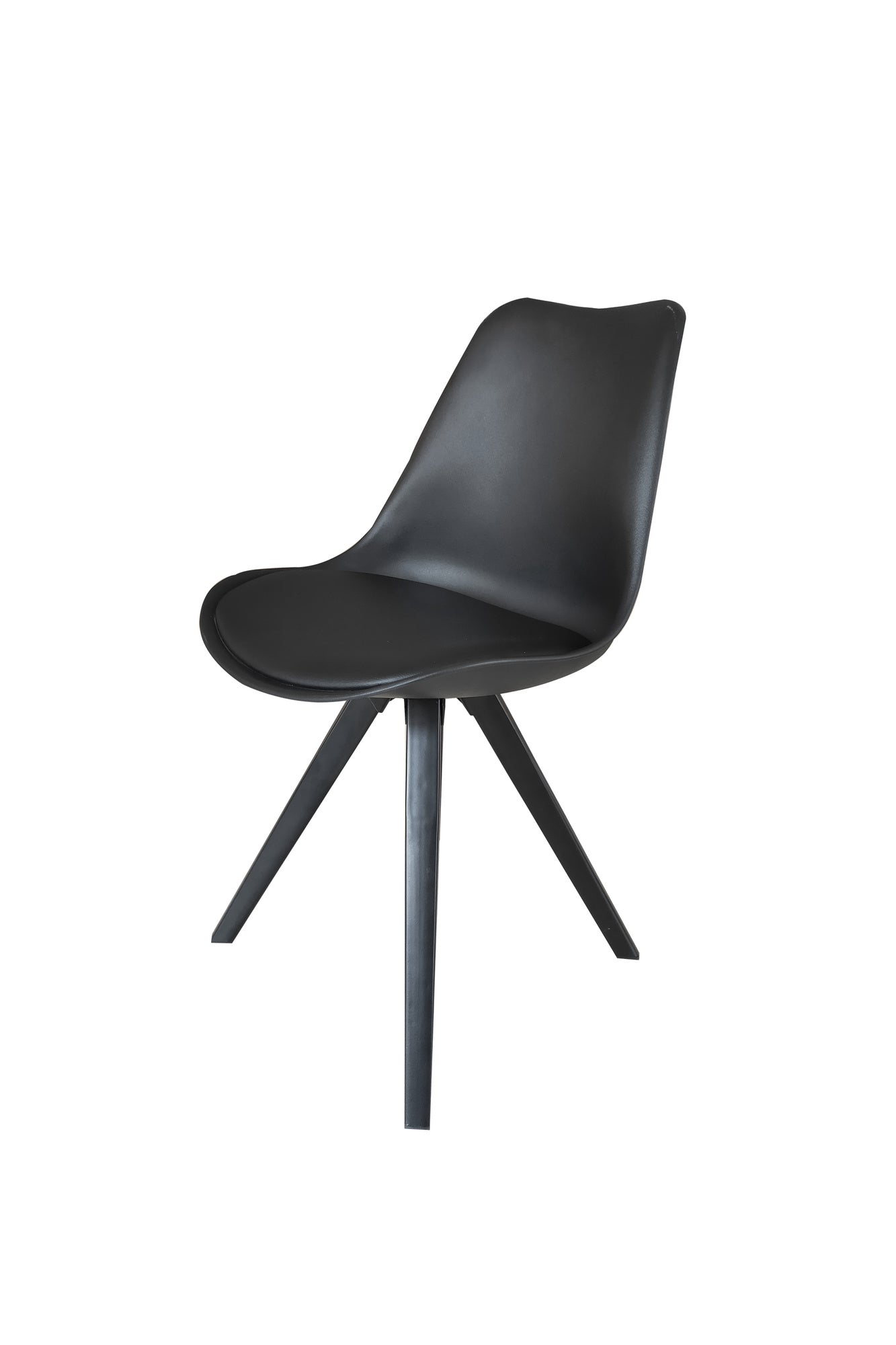 Esszimmerstuhl 2er Set Kira / Kunstoff, Kunstleder in schwarz oder weiß / Gestell Metall in Eiche-Optik foliert oder schwarz / Esszimmerstuhl / Wohnzimmerstuhl / bis 110 kg / B 48, H 86, T 55,5 cm