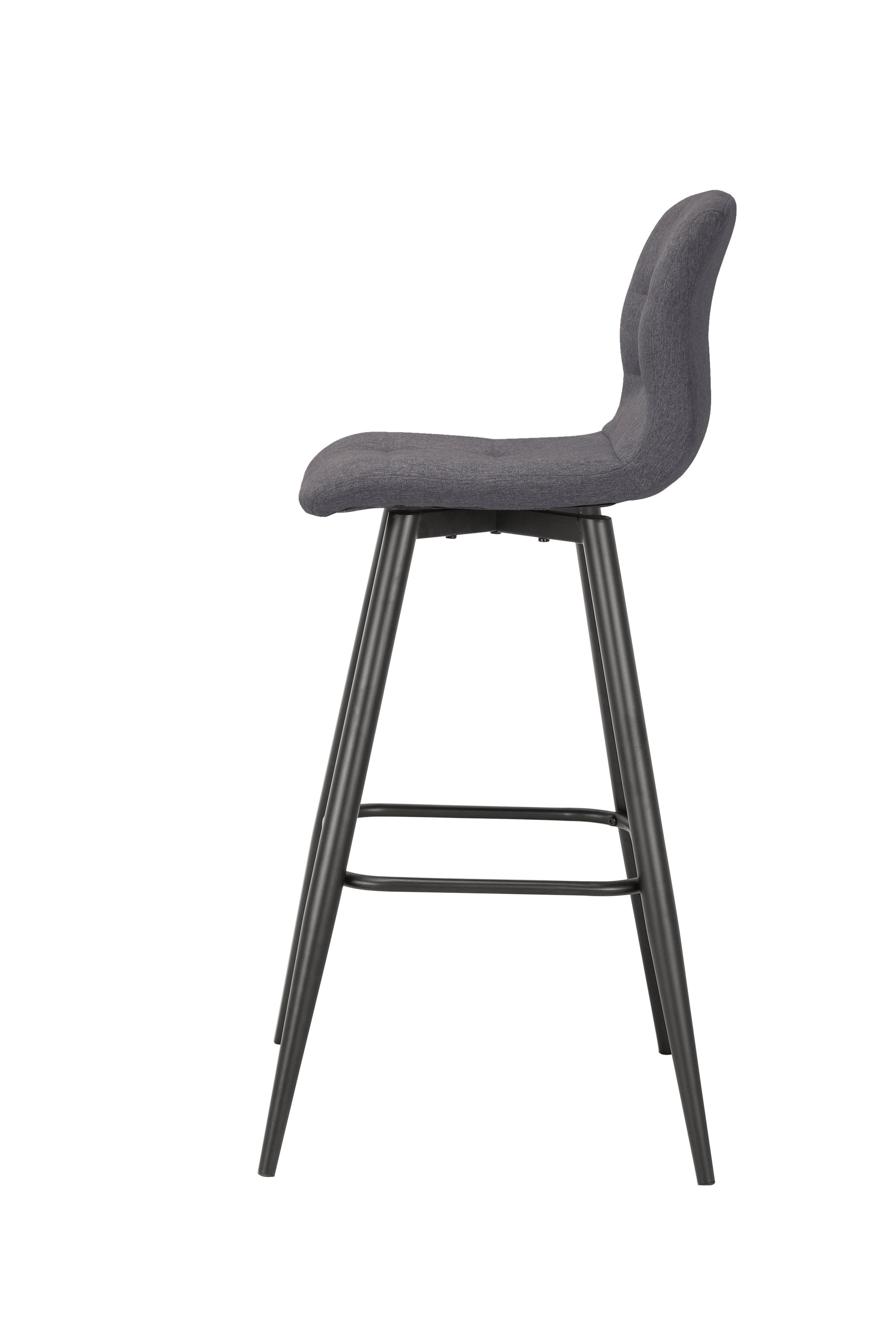 Barhocker SIMONE / Moderner Barhocker in Vintage braun oder Webstoff anthrazit / mit Rückenlehne / Gestell pulverbeschichtet in schwarz / B 42, H 103, T 51 cm