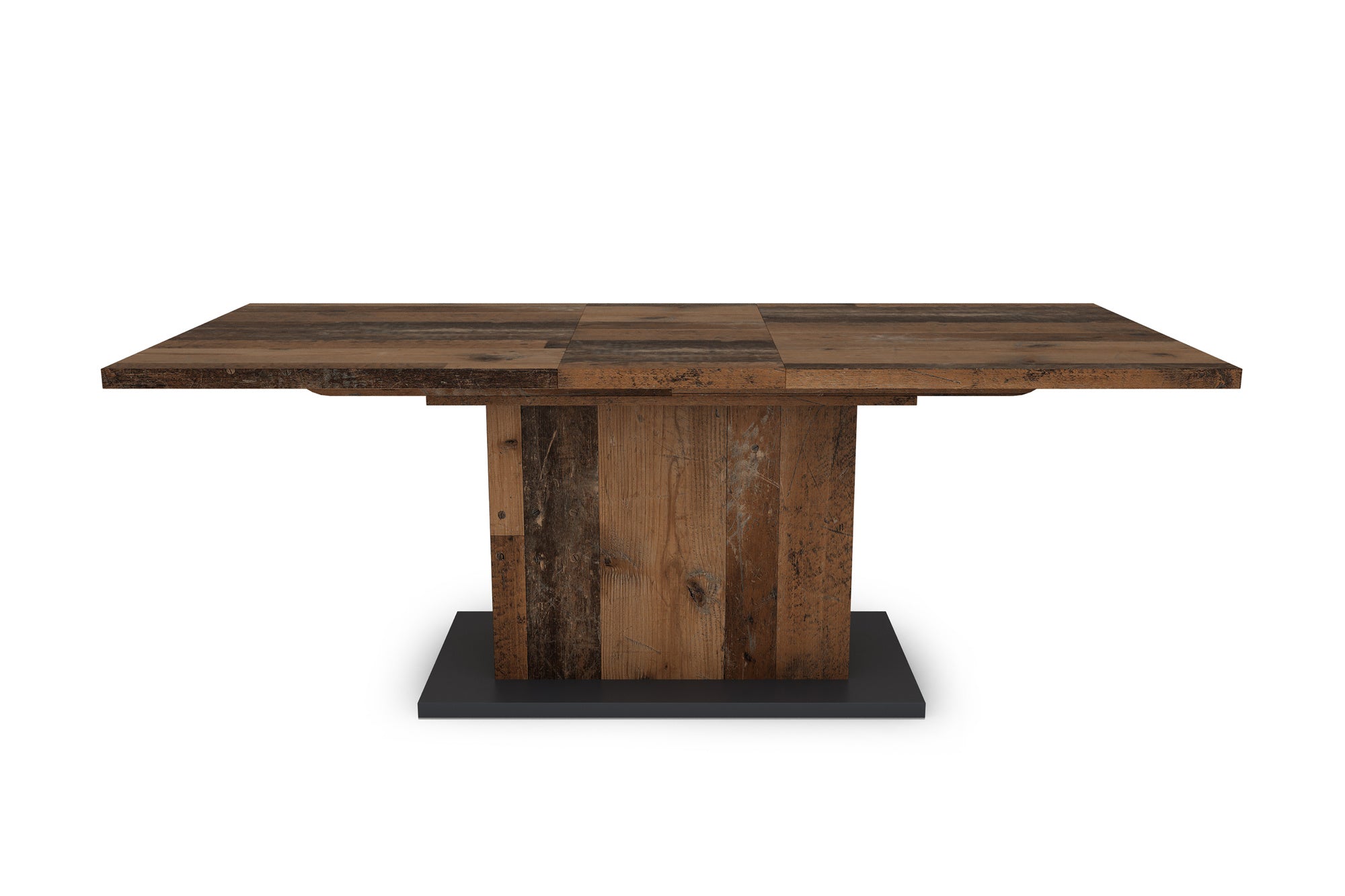 Esszimmertisch ATHEN / Light Atelier (Beton-Optik) oder Old Wood (Altholz-Optik) / großer Auszugstisch 160 cm bis 200 cm / Säulentisch mit Ausziehfunktion / Tisch mit Synchronauszug und Einlegeplatte / 160-200 x 90, H 75 cm