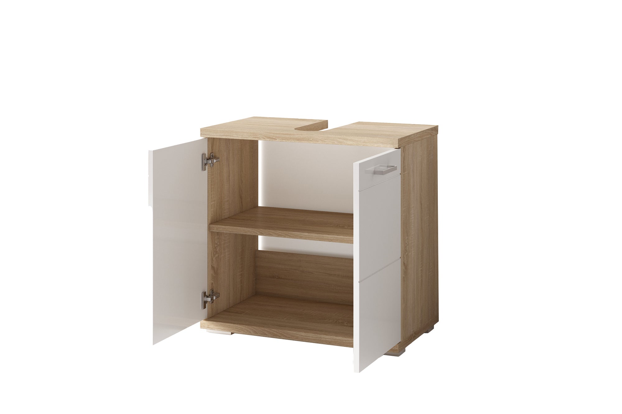 Waschbeckenunterschrank NEBRASKA / in anthrazit, Sonoma Eiche (Eiche-Optik) oder weiß / B 60, H 59, T 31,5 cm / 2-türig