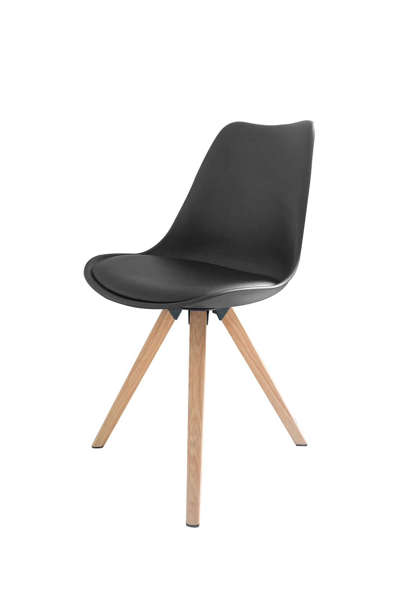Esszimmerstuhl 2er Set Kira / Kunstoff, Kunstleder in schwarz oder weiß / Gestell Metall in Eiche-Optik foliert oder schwarz / Esszimmerstuhl / Wohnzimmerstuhl / bis 110 kg / B 48, H 86, T 55,5 cm