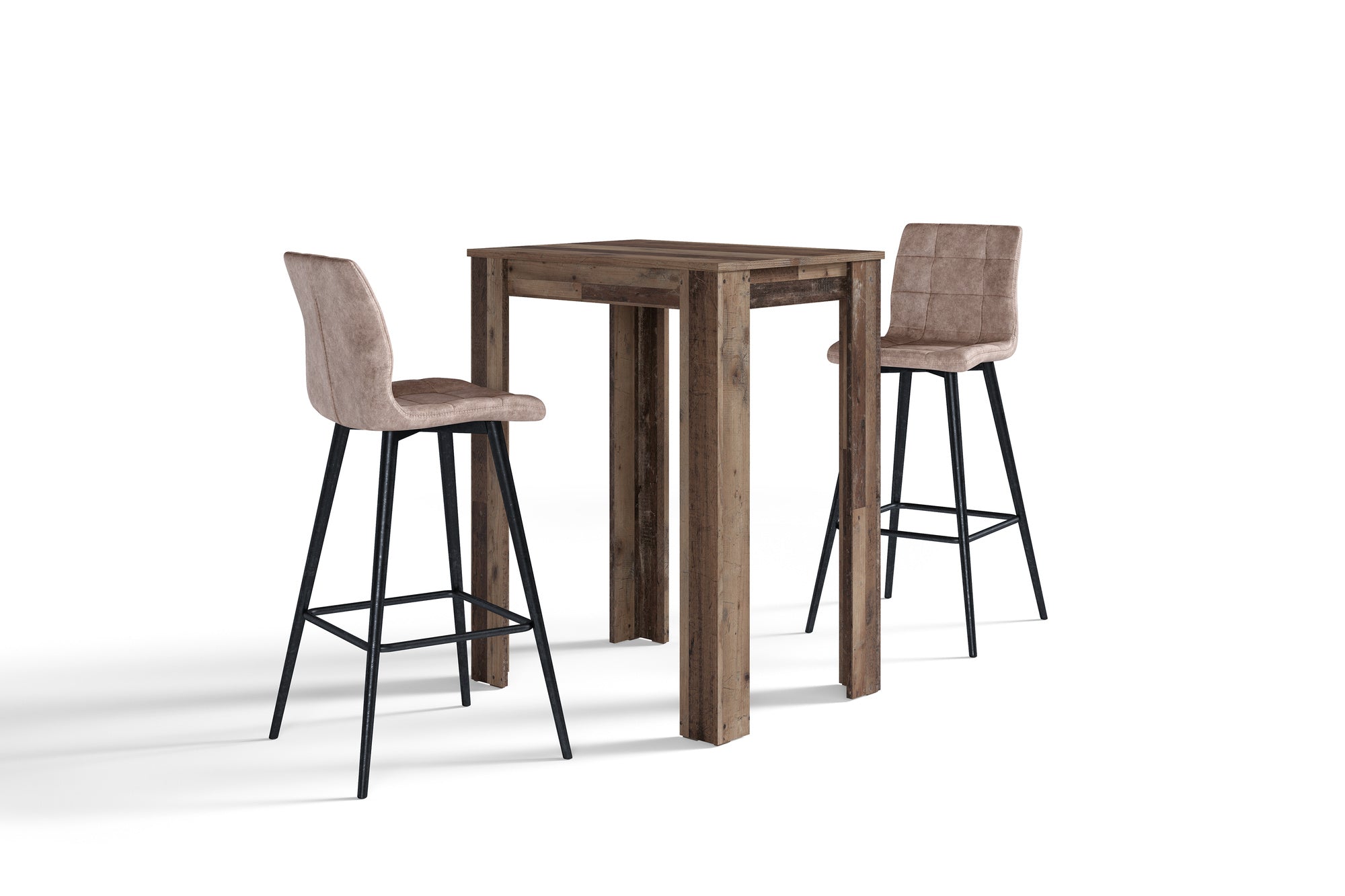 Barhocker SIMONE / Moderner Barhocker in Vintage braun oder Webstoff anthrazit / mit Rückenlehne / Gestell pulverbeschichtet in schwarz / B 42, H 103, T 51 cm