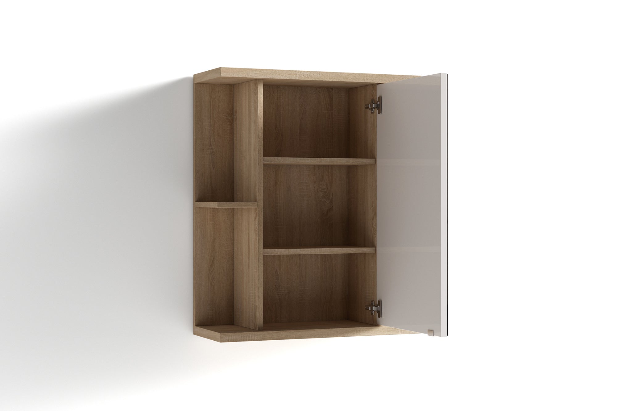 Badezimmer Spiegelschrank NEBRASKA mit Spiegeltür / Moderner, 1-türiger Spiegel Hängeschrank in anthrazit, Sonoma Eiche (Eiche-Optik) oder weiß / B 60, H 70, T 25m / mit viel Stauraum