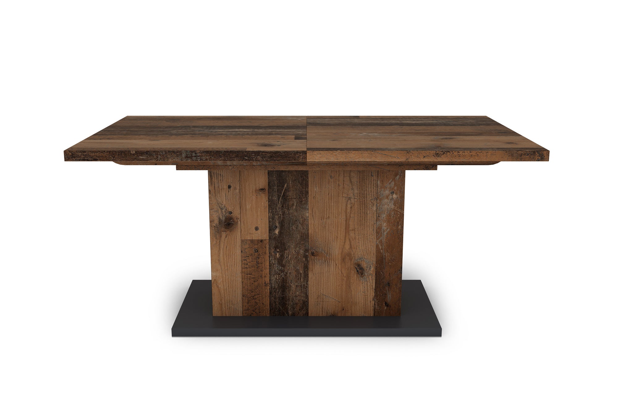 Esszimmertisch ATHEN / Light Atelier (Beton-Optik) oder Old Wood (Altholz-Optik) / großer Auszugstisch 160 cm bis 200 cm / Säulentisch mit Ausziehfunktion / Tisch mit Synchronauszug und Einlegeplatte / 160-200 x 90, H 75 cm