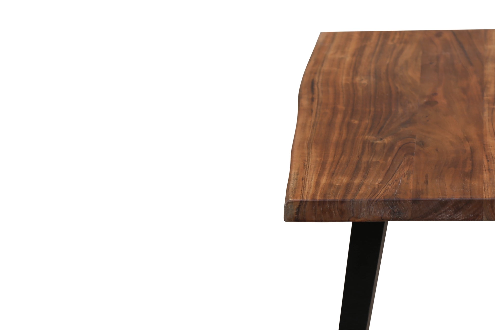 Couchtisch CADDY / Akazie natur, Metall schwarz / mit Baumkante / B 60, H 45, T 60 cm oder B 110, H 45, T 60 cm