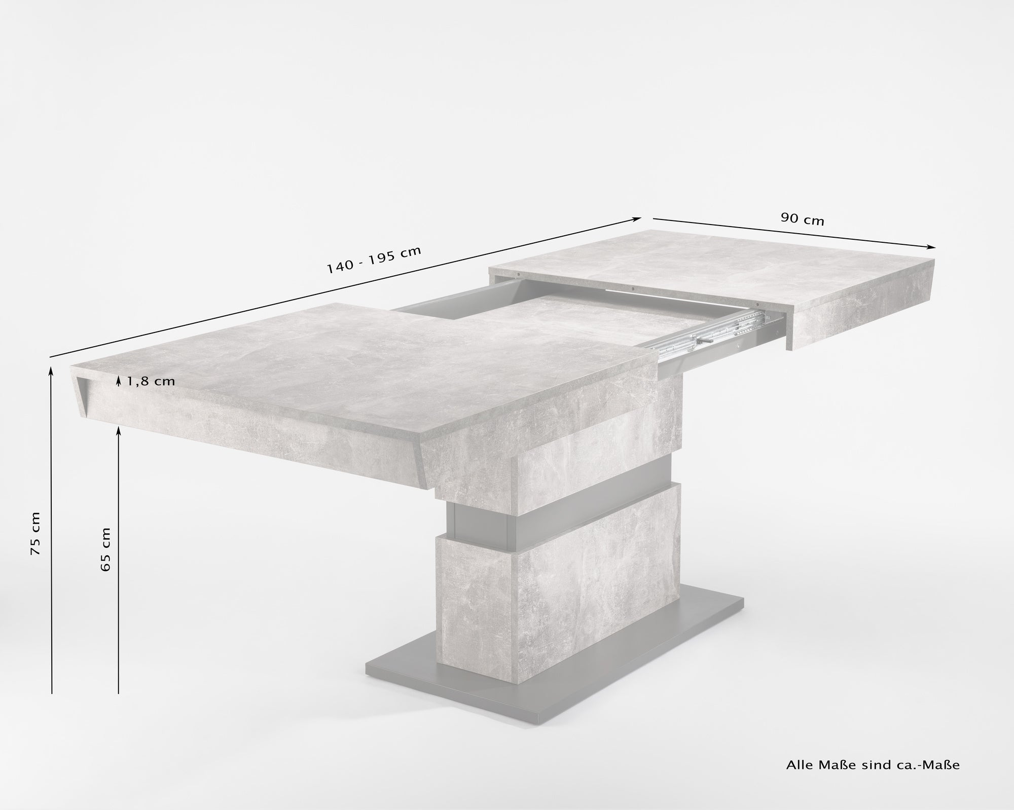 Esszimmertisch MATTHEW / Küchen-Tisch 140 cm mit Auszugsfunktion auf 195 cm / Auszugstisch Light Atelier oder Old Wood / Esstisch ausziehbar mit Einlegeplatte / 140-195 x 90, H 75 cm