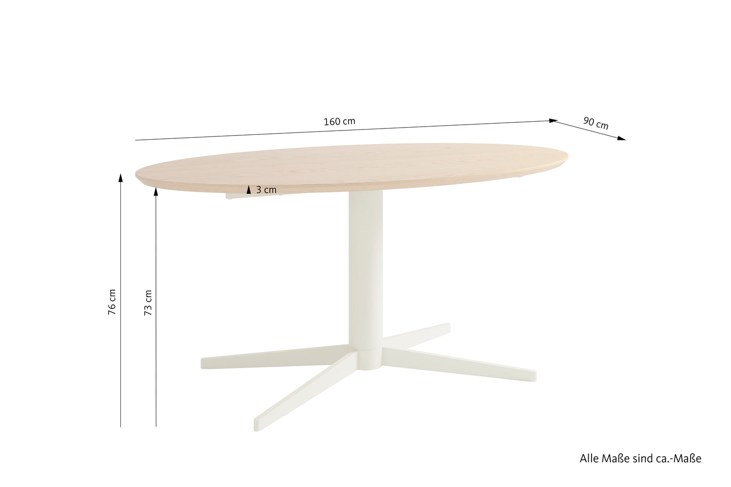 FEVIK Tisch Eichefarbig Bianco