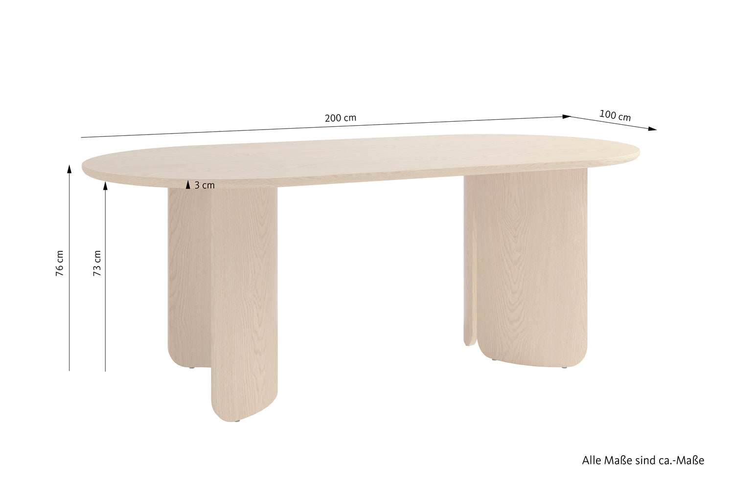 GRIMSTAD Tisch Eichefarbig Bianco