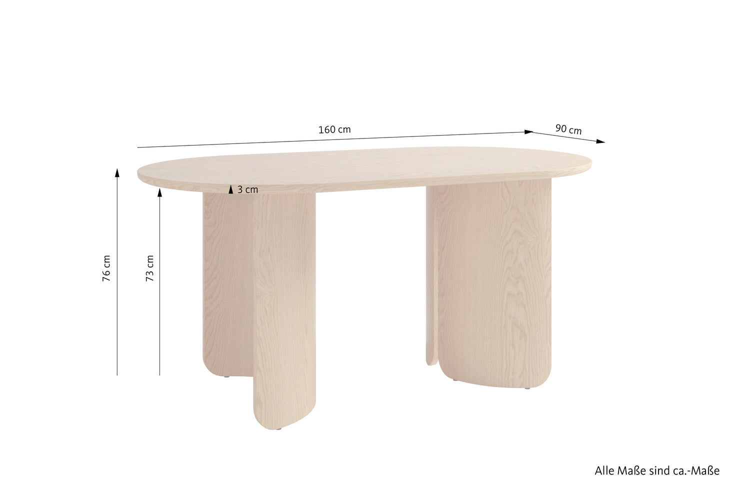 GRIMSTAD Tisch Eichefarbig Bianco