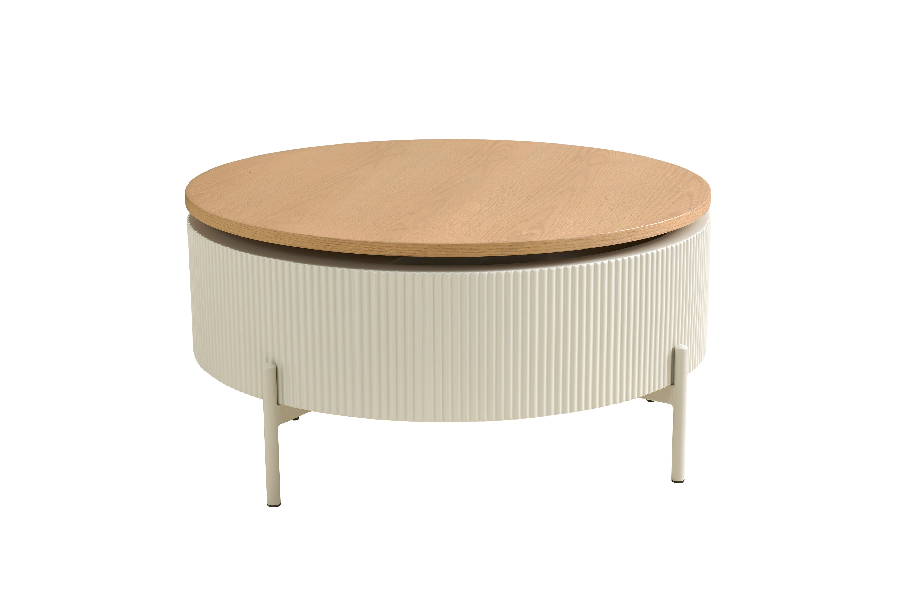 SCHÖNER WOHNEN-Kollektion Couchtisch HEROY 01, Drehplatte in Echtholzfurnier Eichefarbig Tobacco, Korpus und Füße in schwarz oder Drehplatte in Echtholzfurnier Eichefarbig Bianco, Korpus und Füße in seidengrau