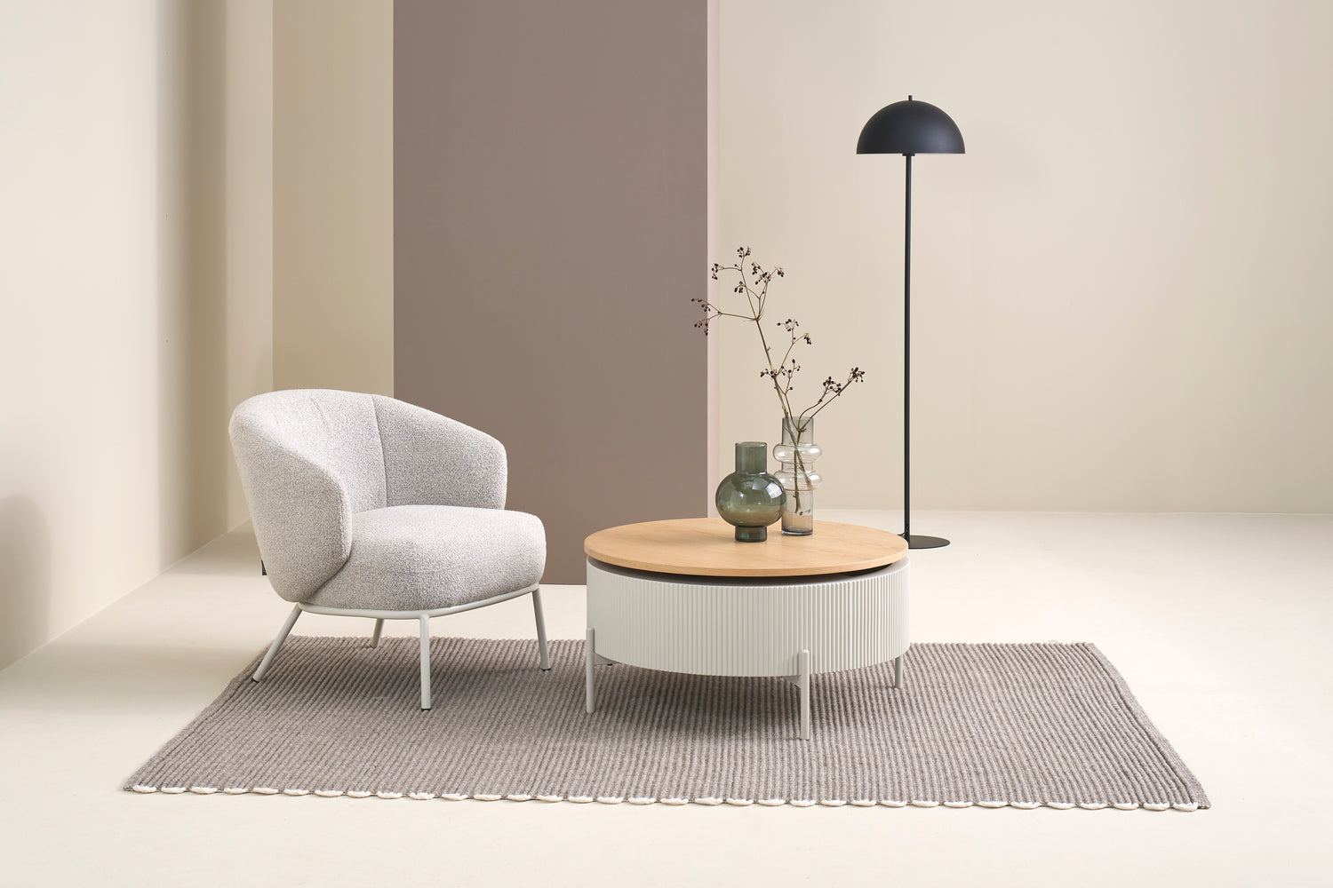 HEROY Couchtisch Eichefarbig Bianco