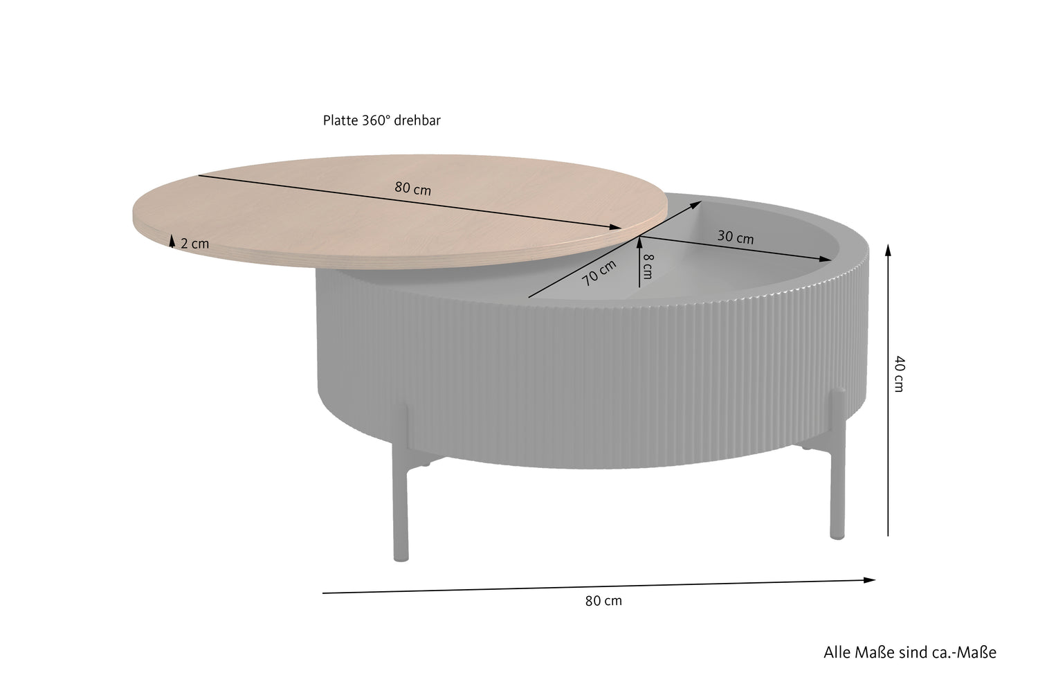 HEROY Couchtisch Eichefarbig Tobacco