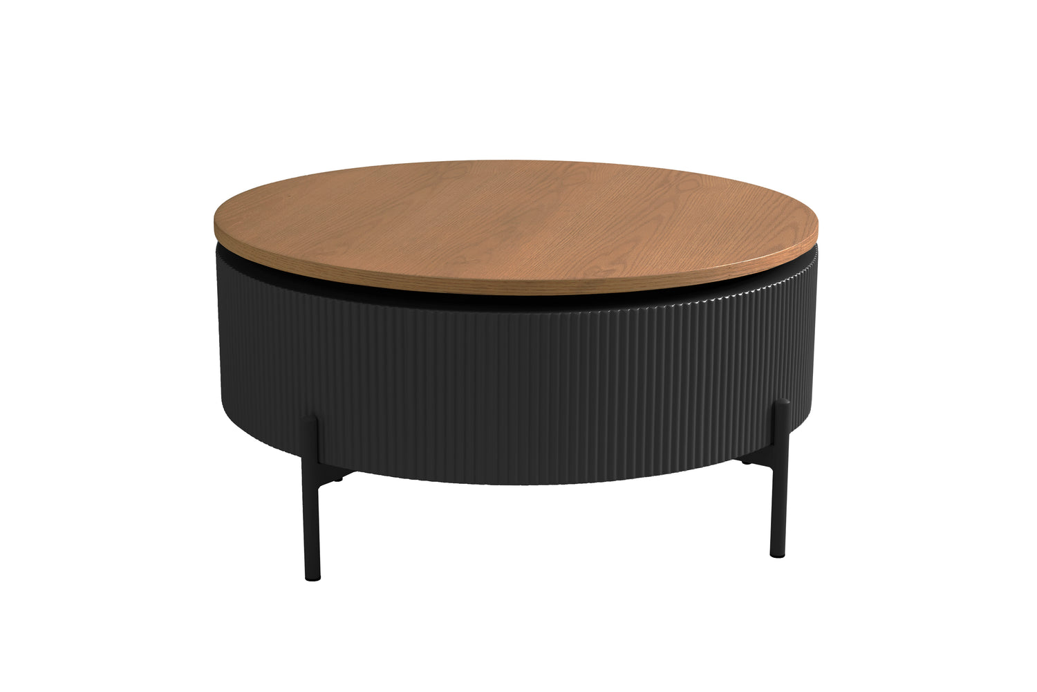 SCHÖNER WOHNEN-Kollektion Couchtisch HEROY 01, Drehplatte in Echtholzfurnier Eichefarbig Tobacco, Korpus und Füße in schwarz oder Drehplatte in Echtholzfurnier Eichefarbig Bianco, Korpus und Füße in seidengrau