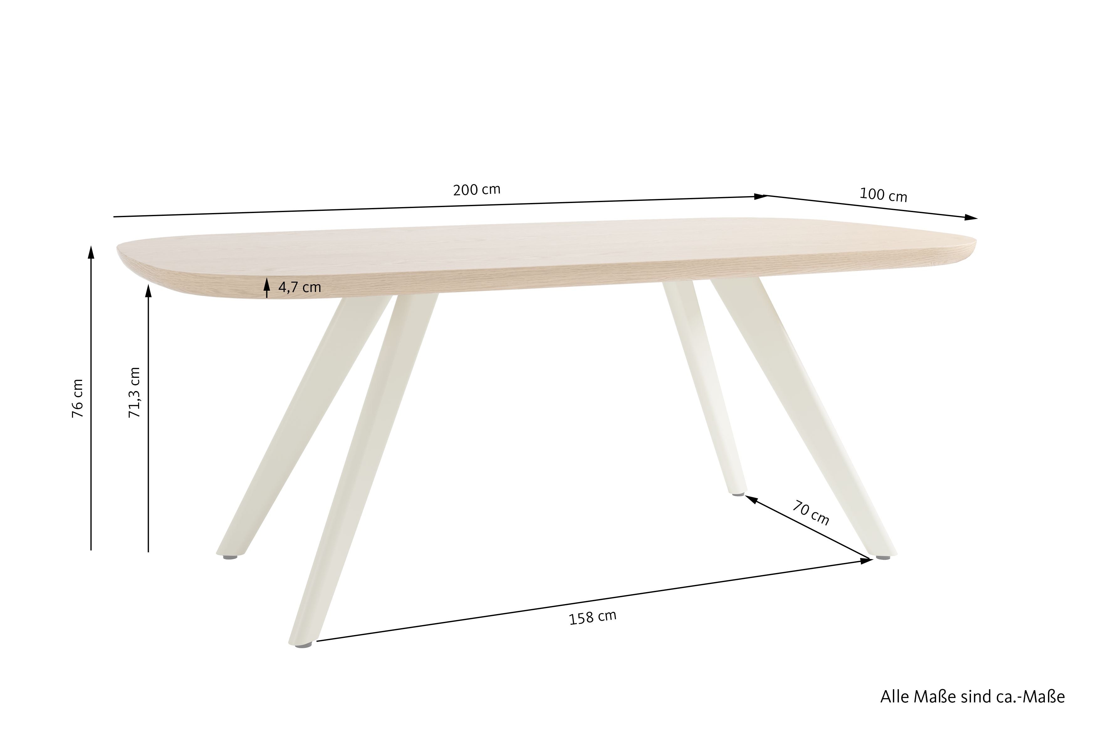 LARVIK Tisch Eichefarbig Bianco