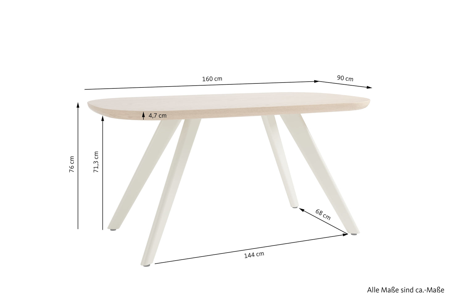 LARVIK Tisch Eichefarbig Bianco