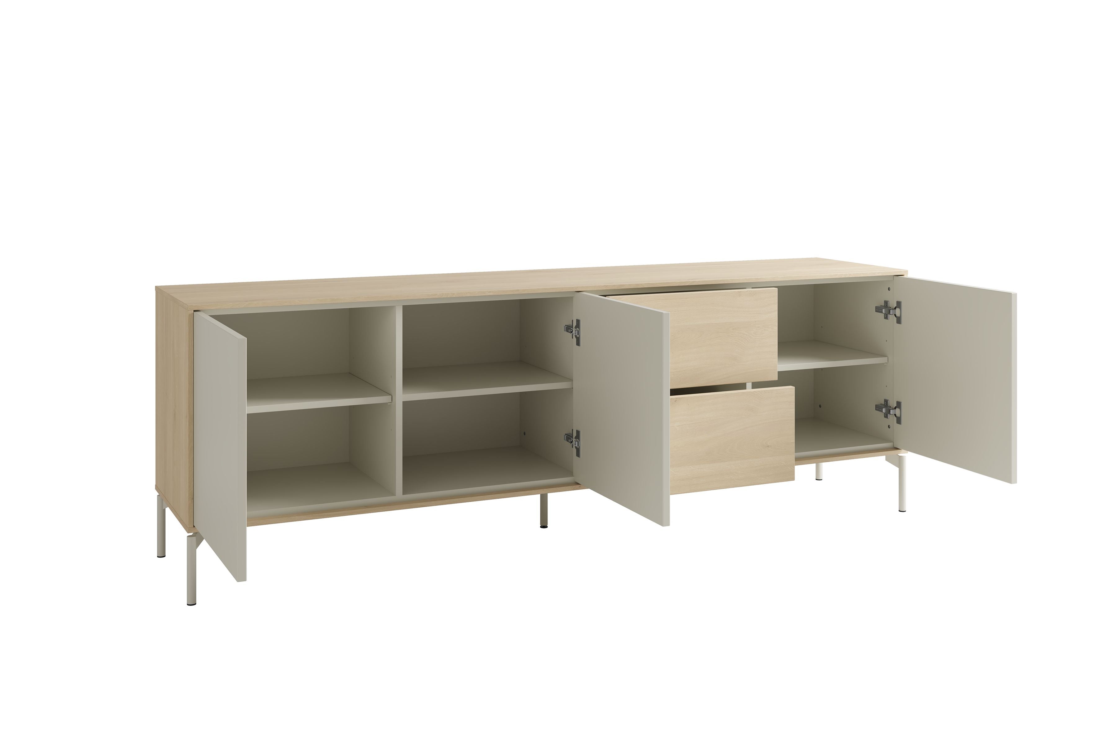 LABOE Sideboard Eichefarbig Bianco hell