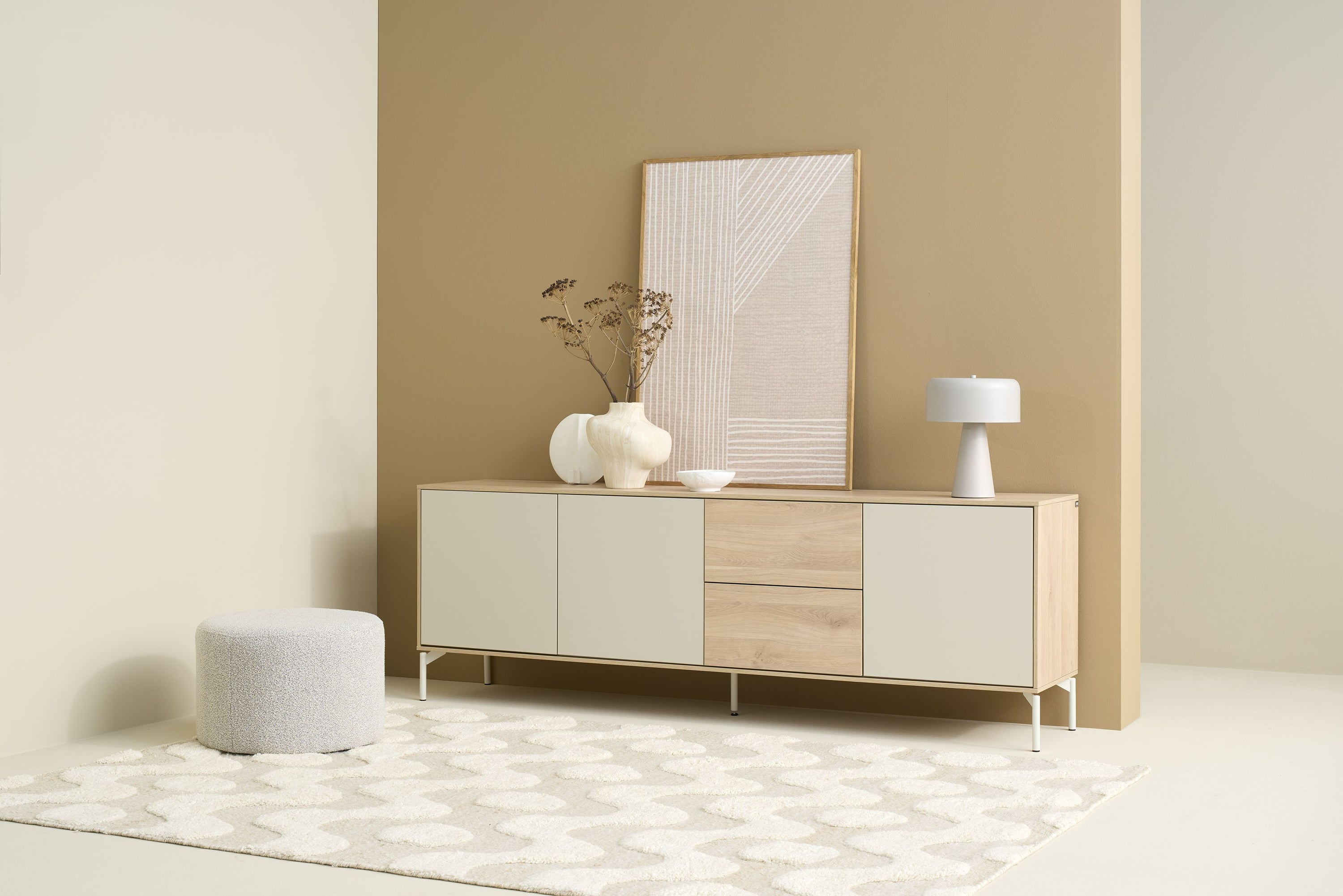 LABOE Sideboard Eichefarbig Bianco hell