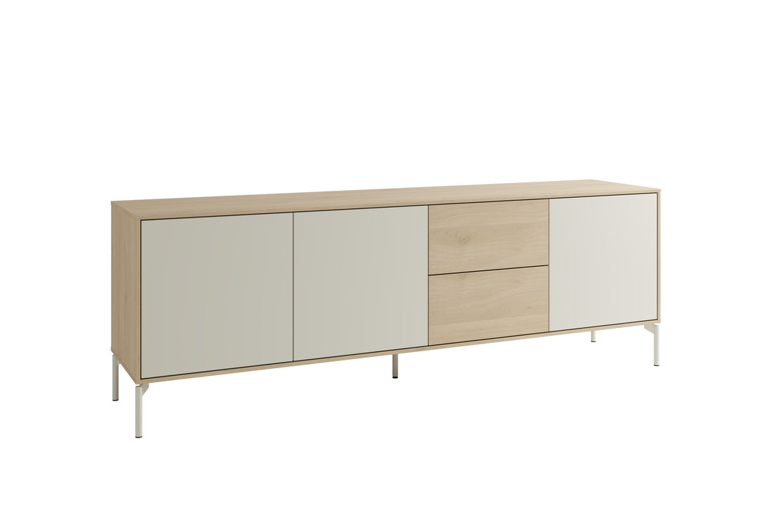 SCHÖNER WOHNEN-Kollektion Sideboard LABOE 02, Korpus und Fronten in Melamin, Eichefarbig Bianco hell und seidengrau