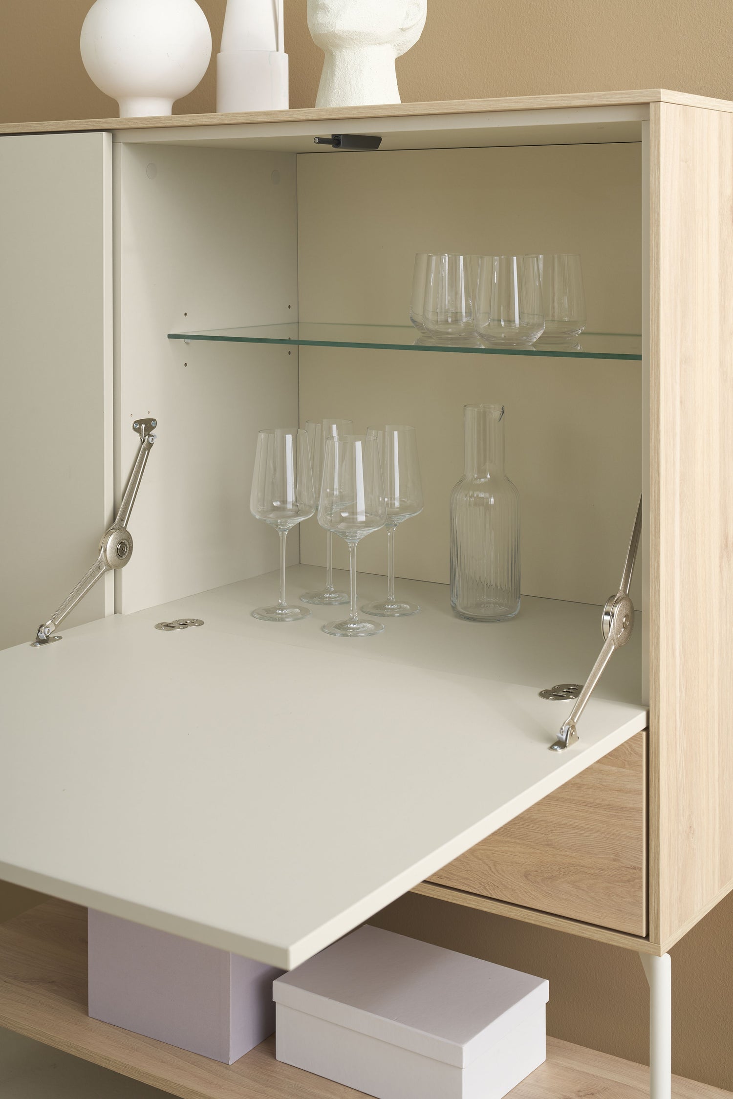LABOE Highboard Eichefarbig Bianco hell