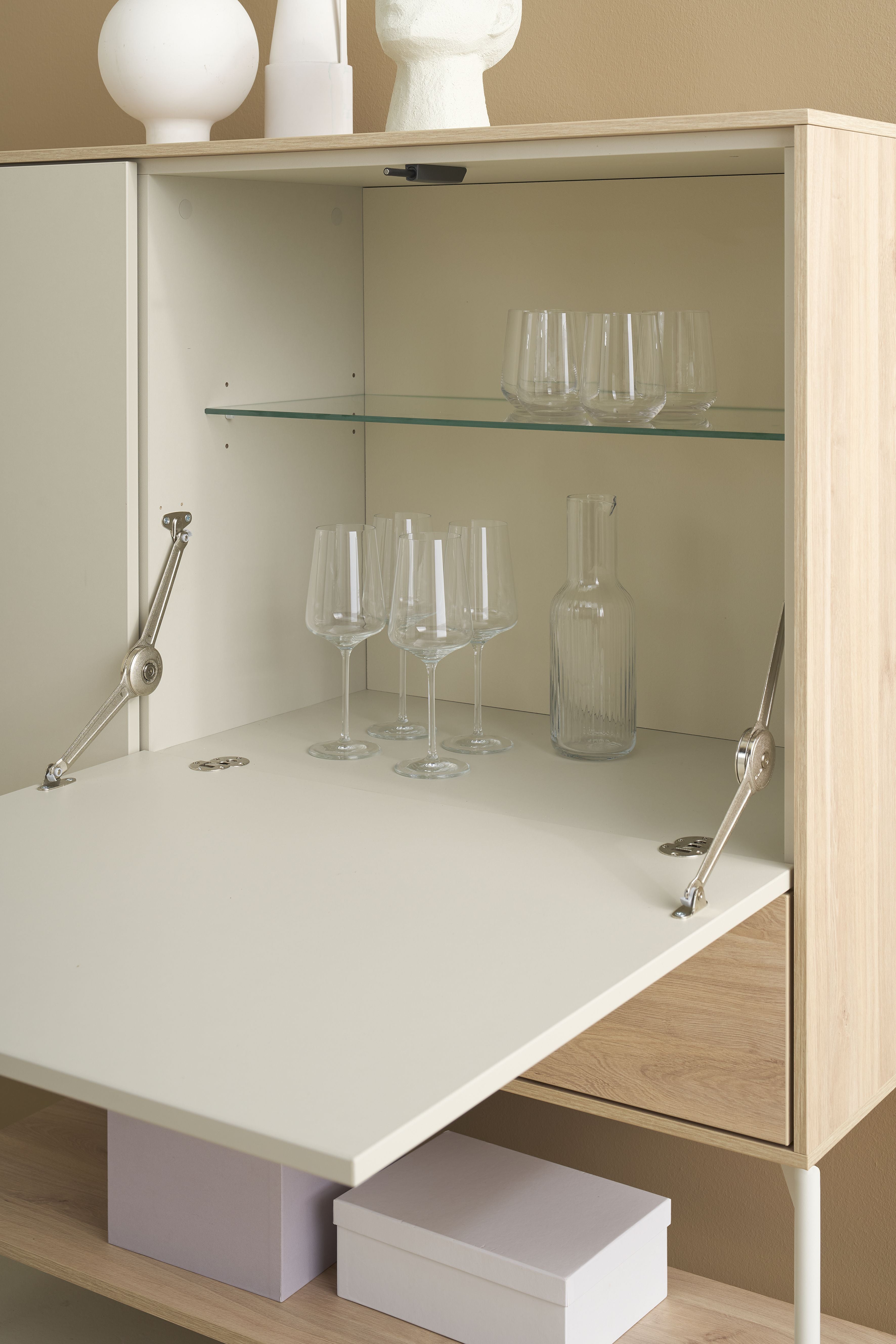 LABOE Highboard Eichefarbig Bianco hell