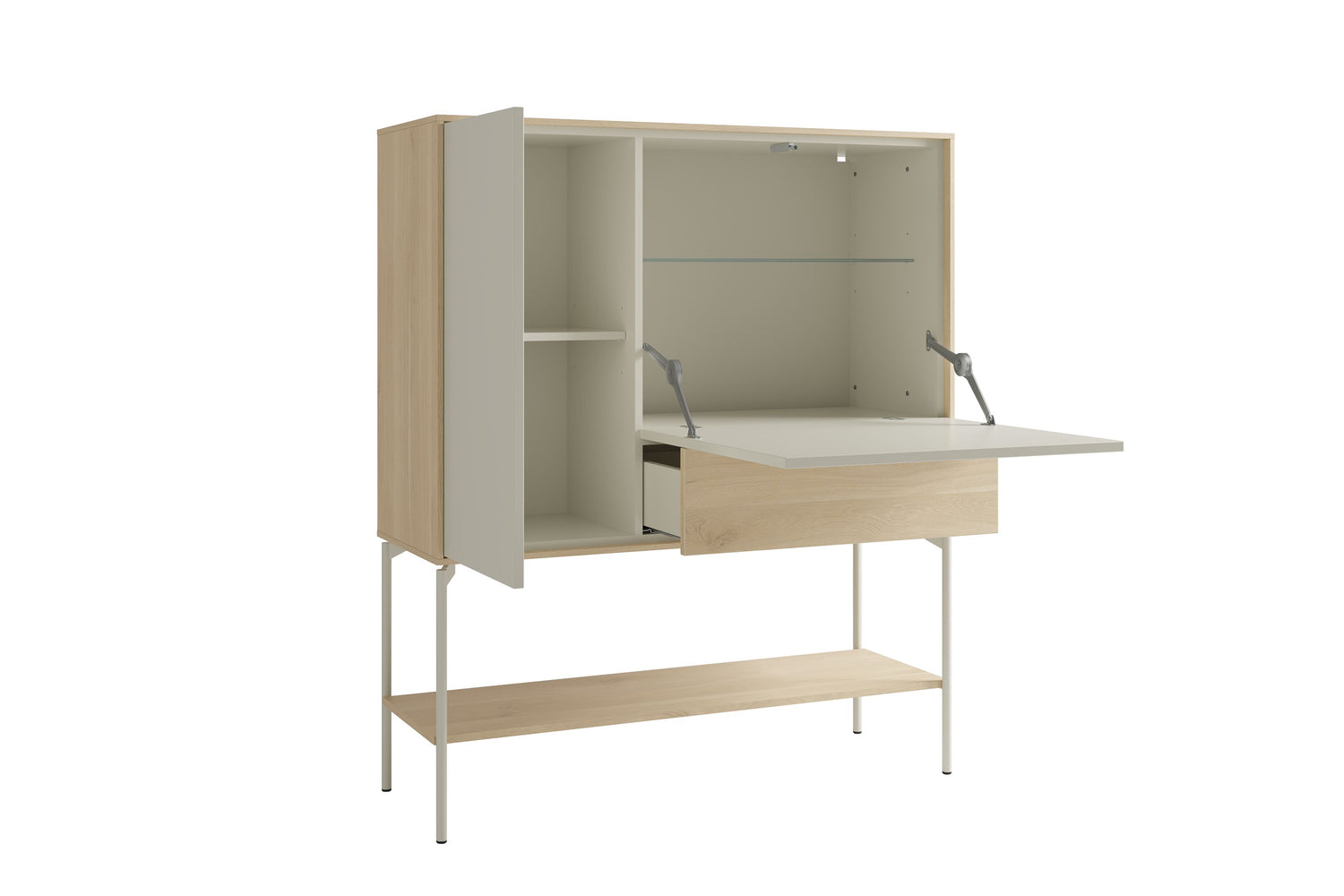 LABOE Highboard Eichefarbig Bianco hell