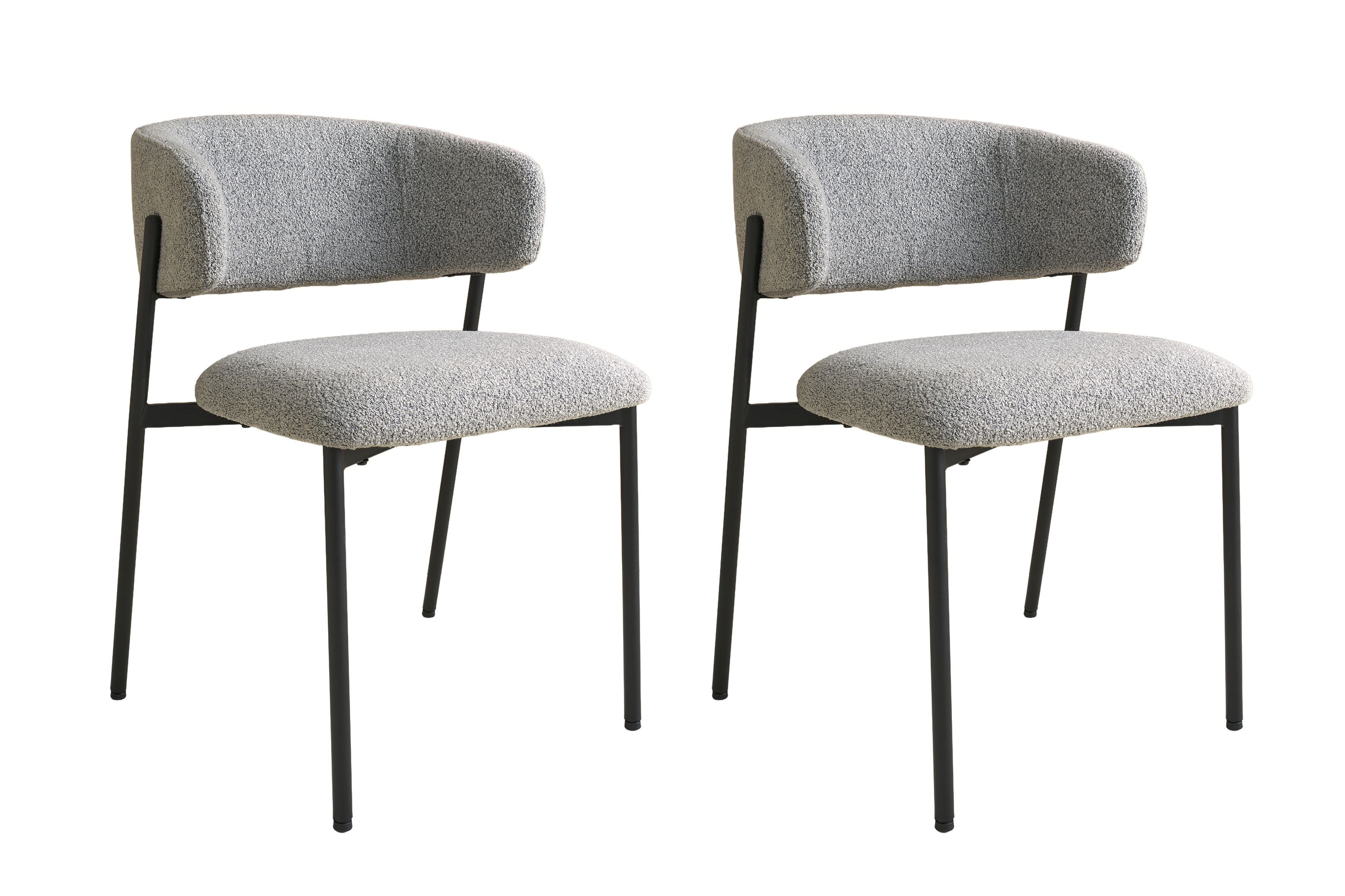 SCHÖNER WOHNEN-Kollektion Esszimmerstuhl-Set OSLO B 04, Bezug in Bouclé grau, Untergestell aus Metall schwarz oder Bezug in Bouclé greige, Untergestell aus Metall seidengrau