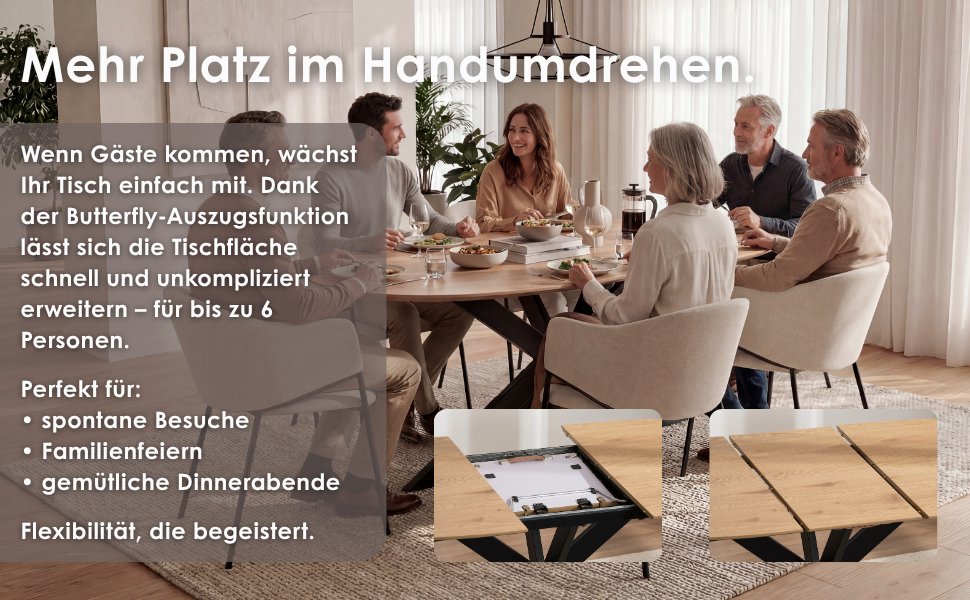 NEVADA Tisch mit Auszug Eiche natur