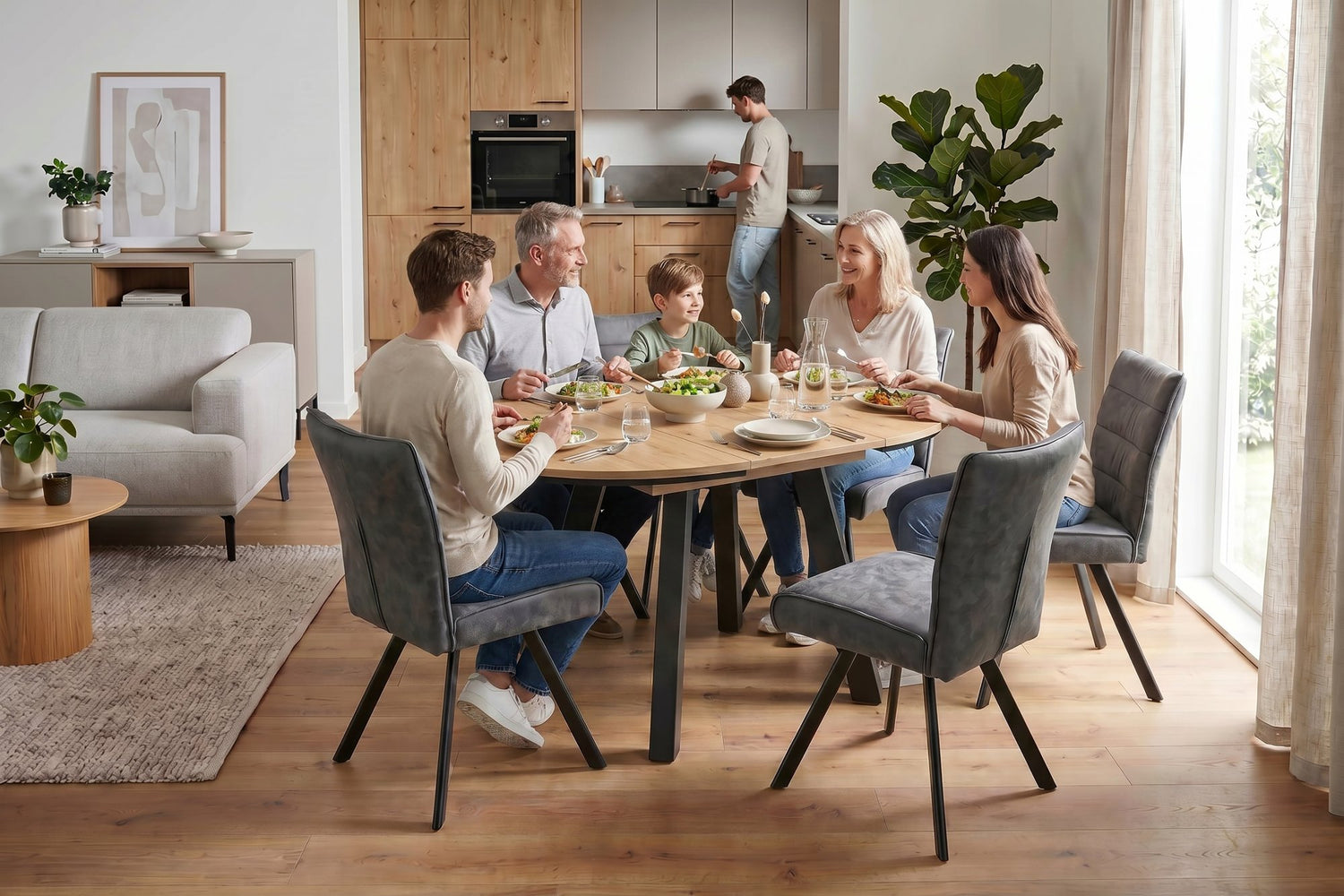 TIMOR Tisch mit Auszug Evoke Eiche (Eiche-Optik)