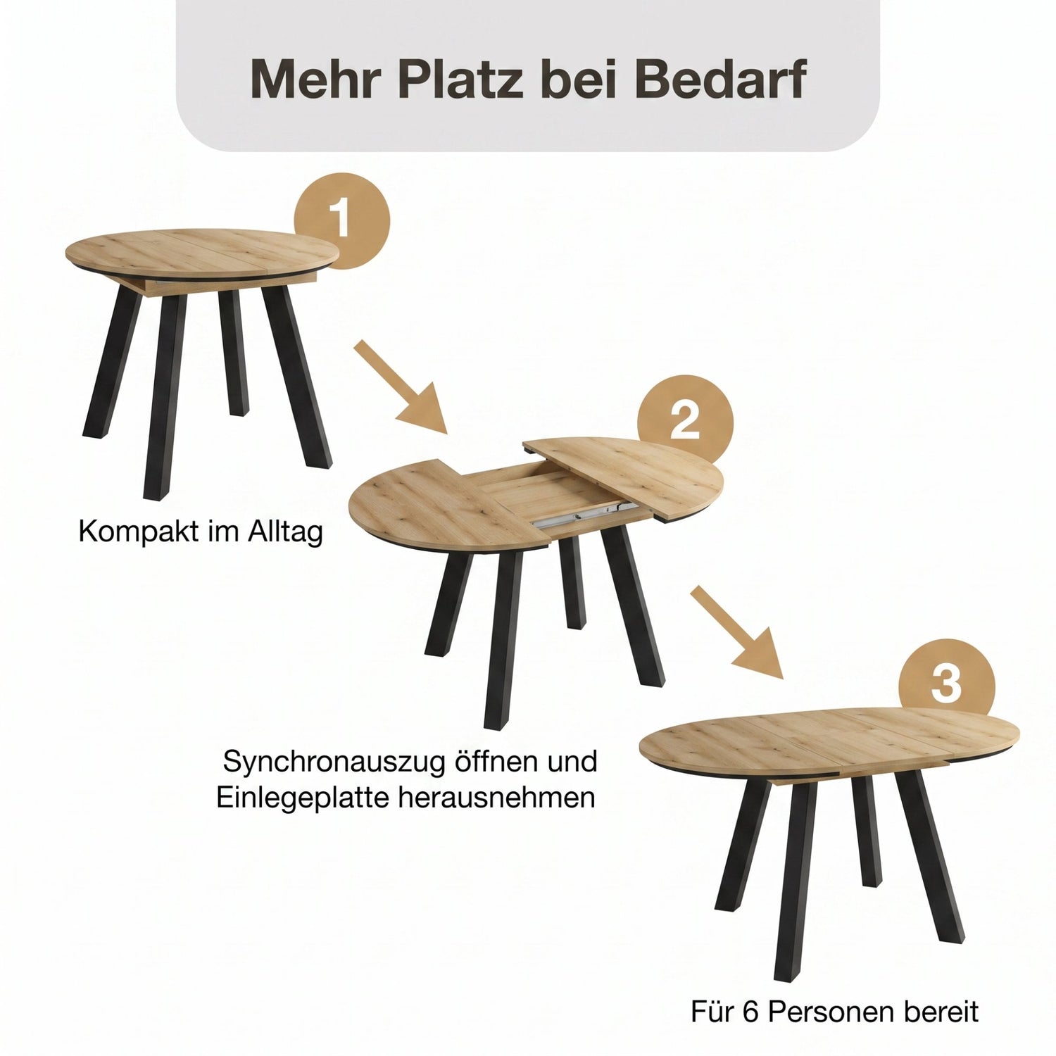 TIMOR Tisch mit Auszug Evoke Eiche (Eiche-Optik)