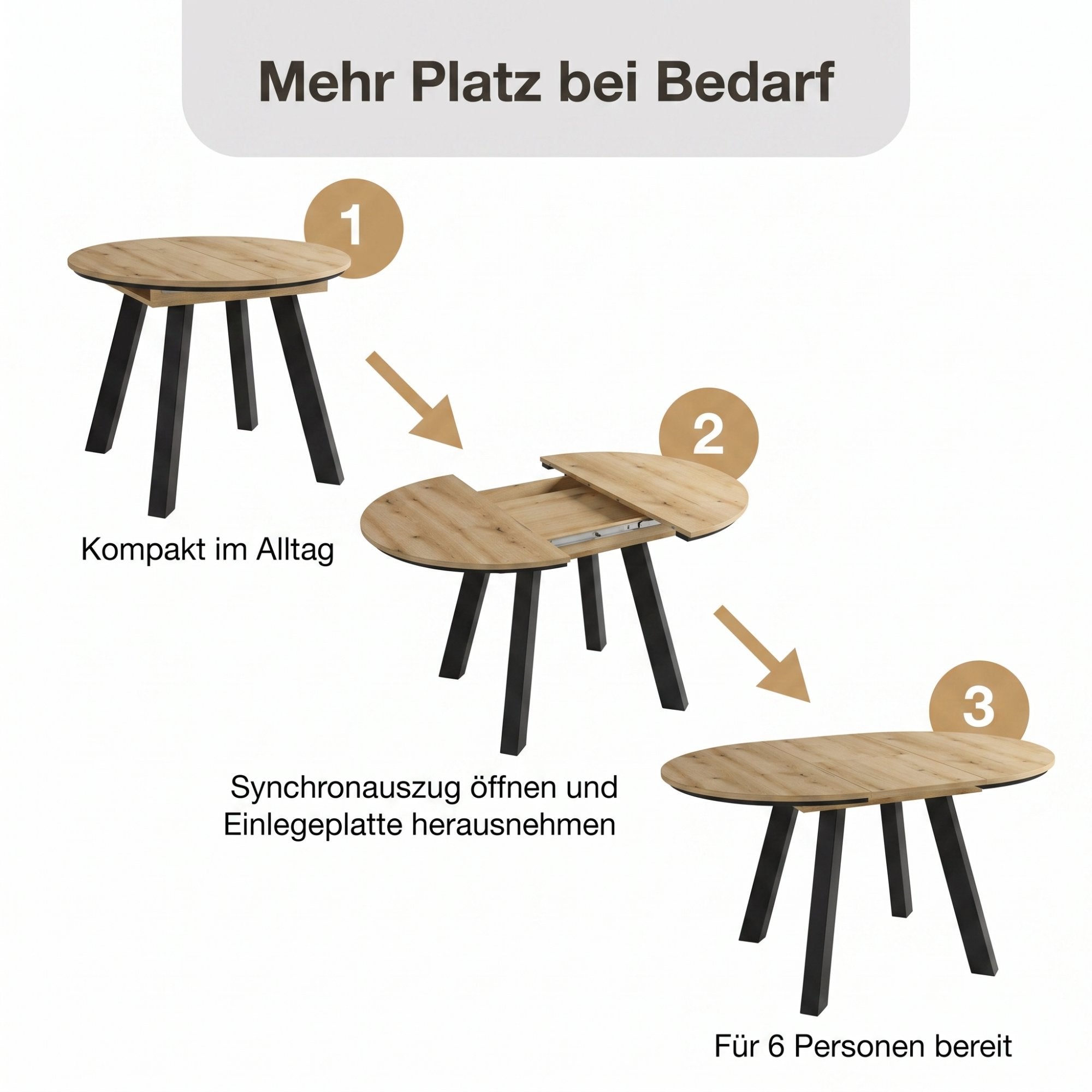 TIMOR Tisch mit Auszug Evoke Eiche (Eiche-Optik)