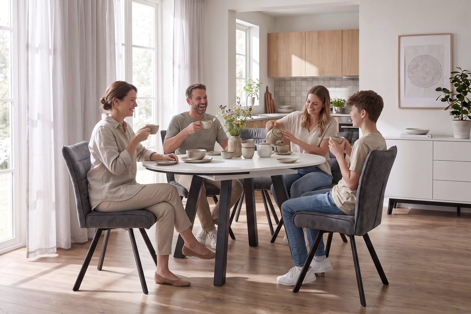 TIMOR Tisch mit Auszug weiß