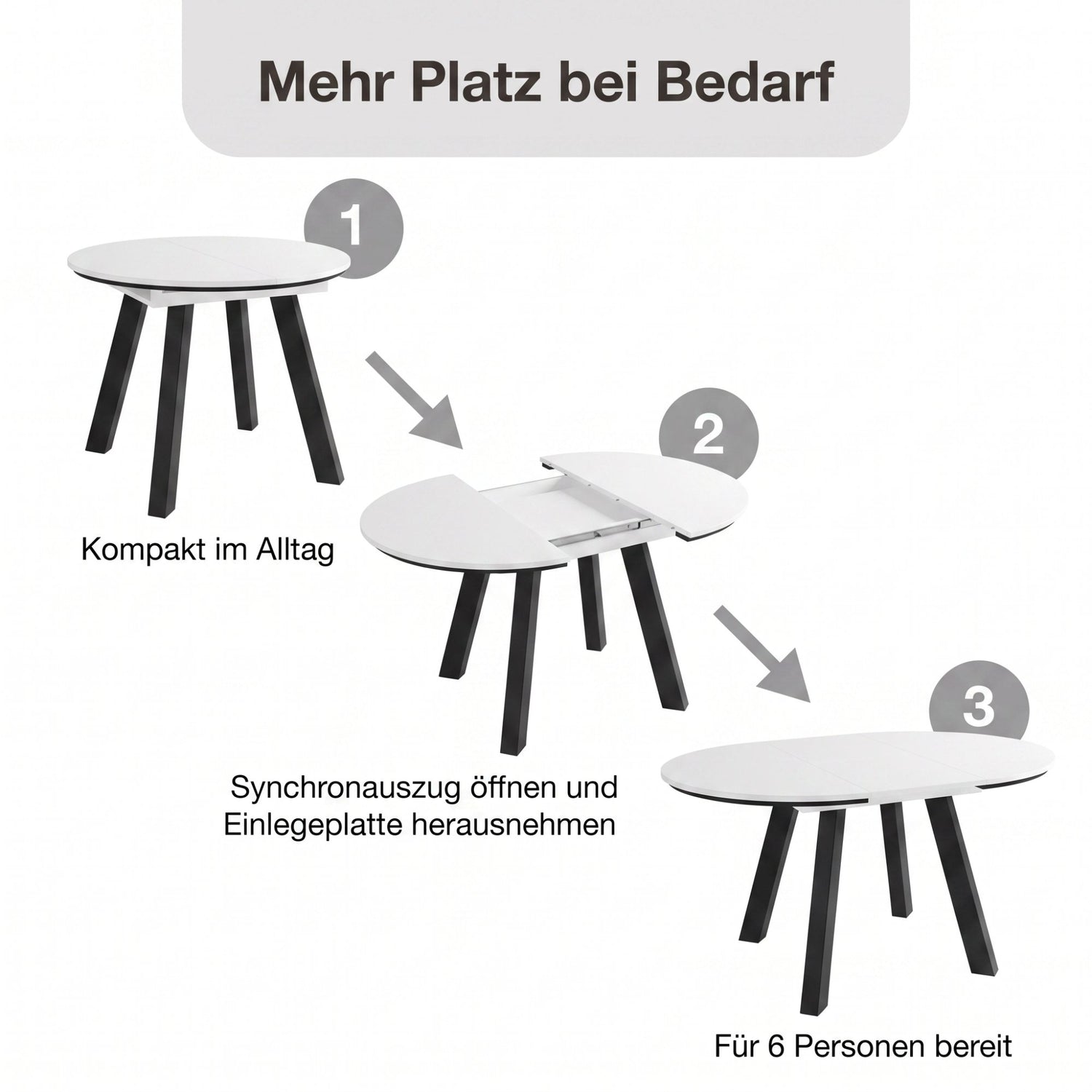 TIMOR Tisch mit Auszug weiß