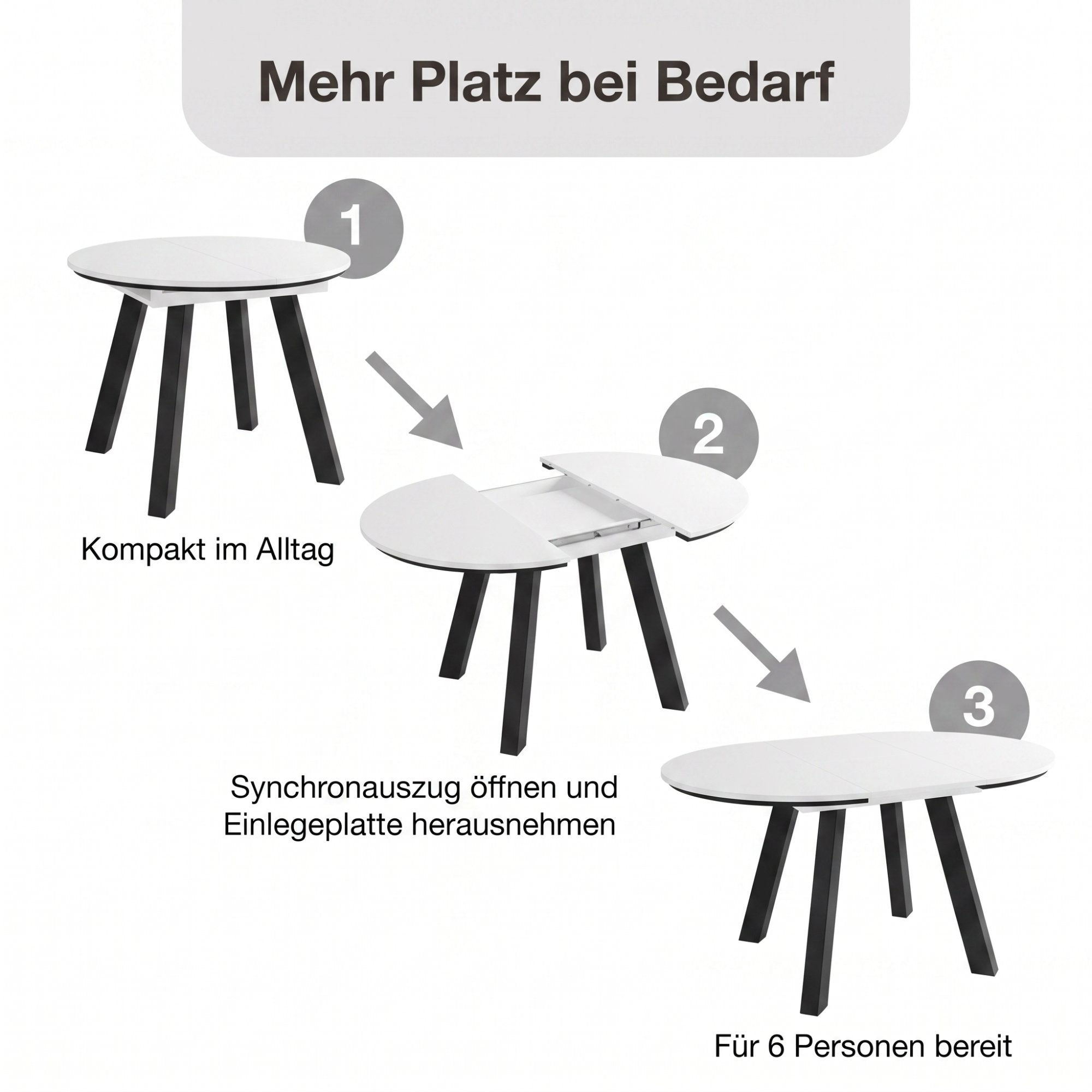TIMOR Tisch mit Auszug weiß