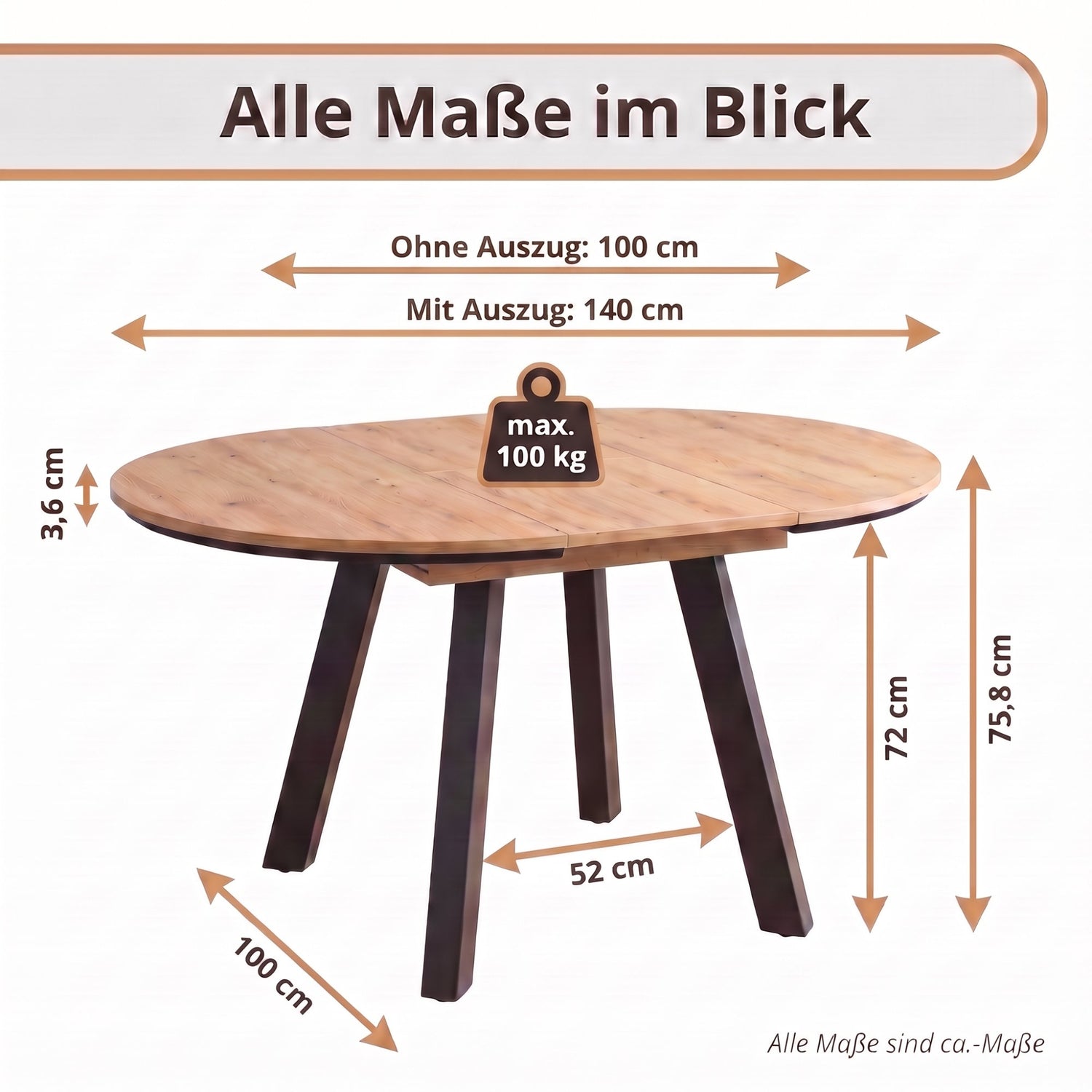 TIMOR Tisch mit Auszug Evoke Eiche (Eiche-Optik)